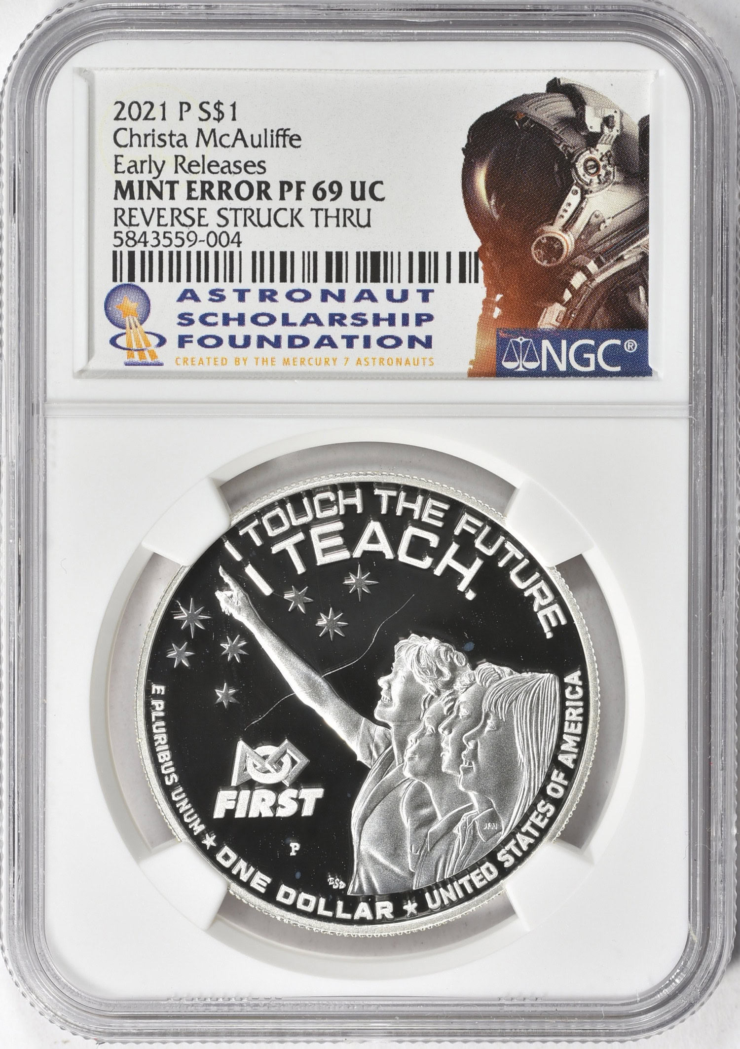 Mint Error 2021-P $1 Christa McAuliffe Silver Dollar Early