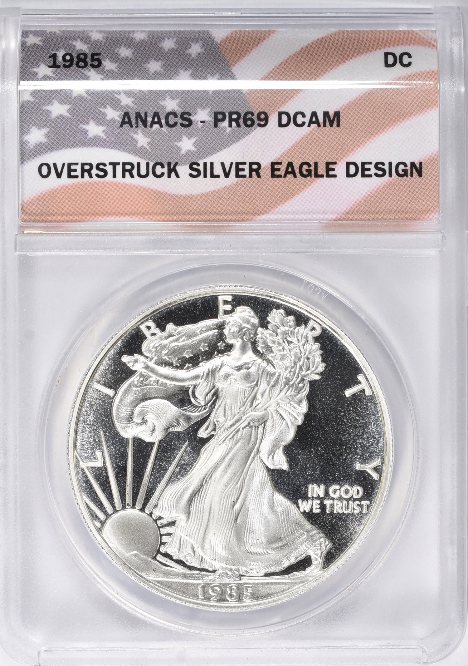 silver stone90s別珍初期 1985 $1 Silver Eagle Design Overstrike 1 oz. Privately Minted