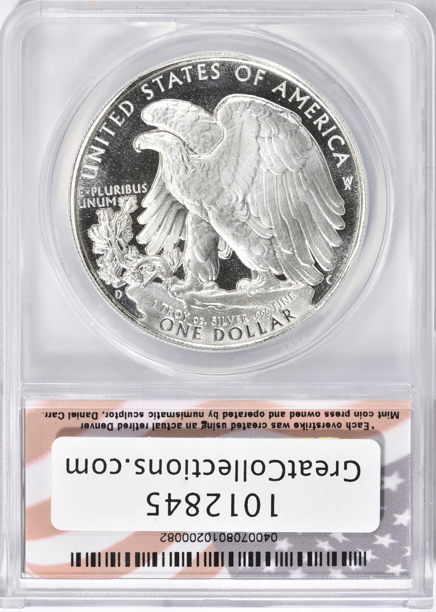 1985 $1 Silver Eagle Design Overstrike 1 oz. Privately Minted