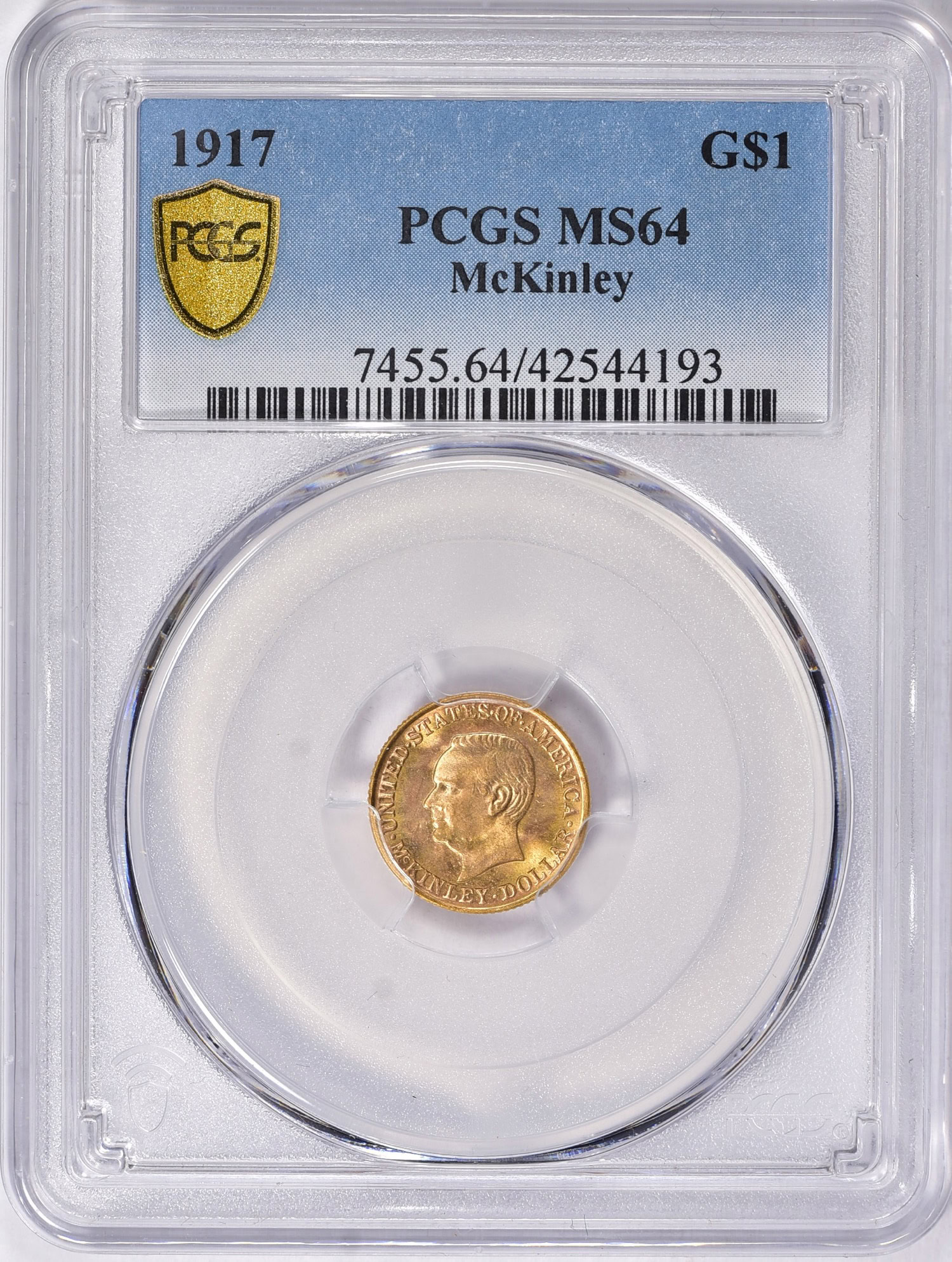 1917 McKinley Gold Dollar PCGS MS-64 (Item 1016144) | GreatCollections ...