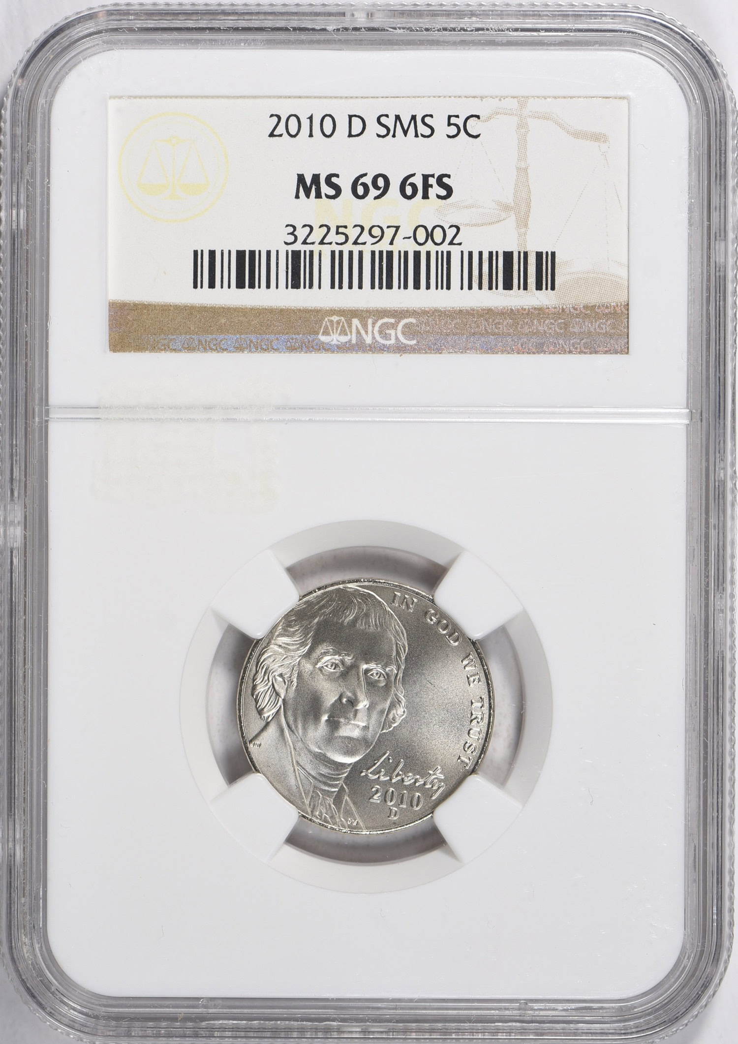 2010-D Jefferson Nickel SMS NGC MS-69 6FS (Item 1025697