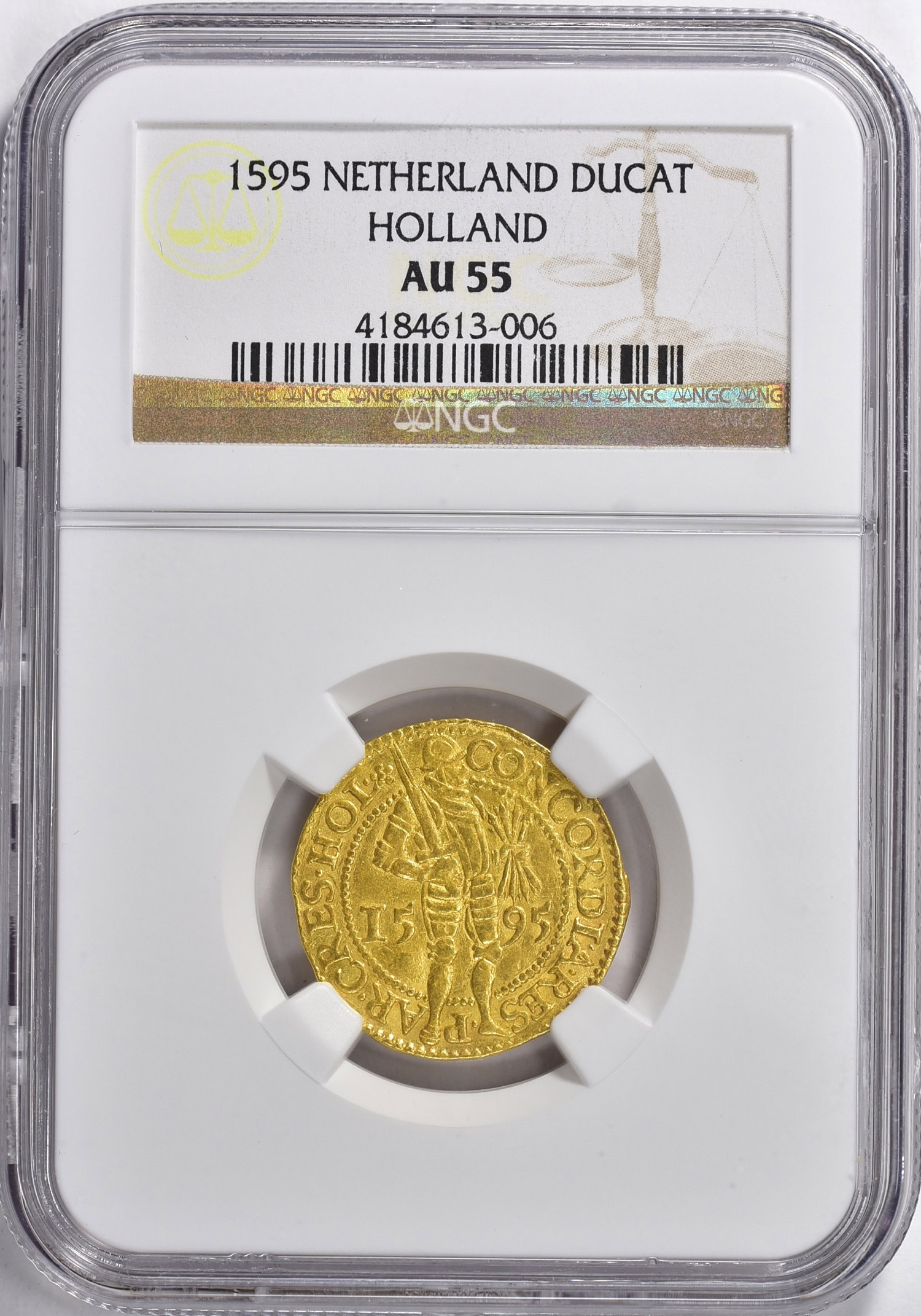 Netherlands - Holland 1595 Gold Ducat NGC AU-55 (AGW = 0.1106 oz