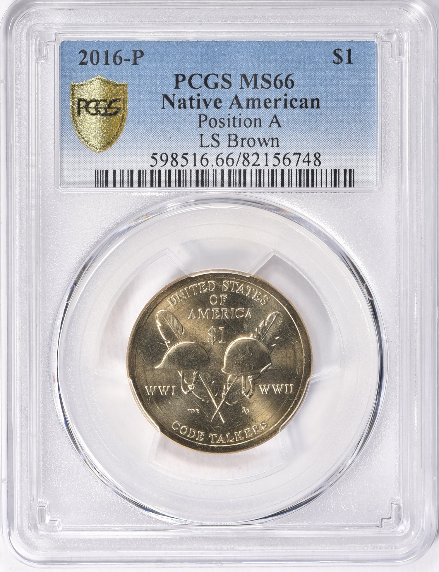 2016-P Sacagawea Dollar Wartime Code Talkers, Position A PCGS MS