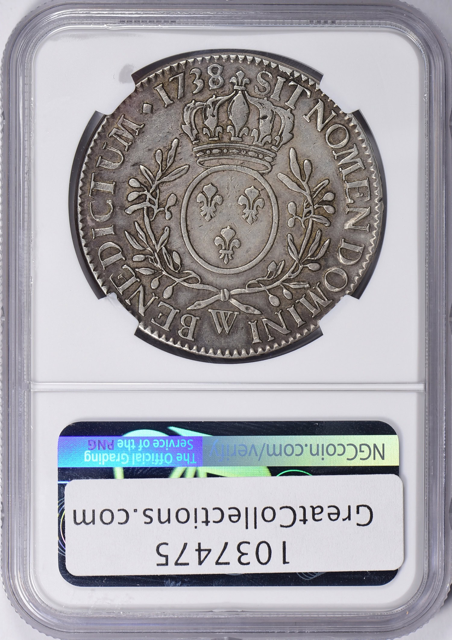France 1738/7-W Silver Ecu Gad-321 NGC XF-40 | NGC Cert #6266183