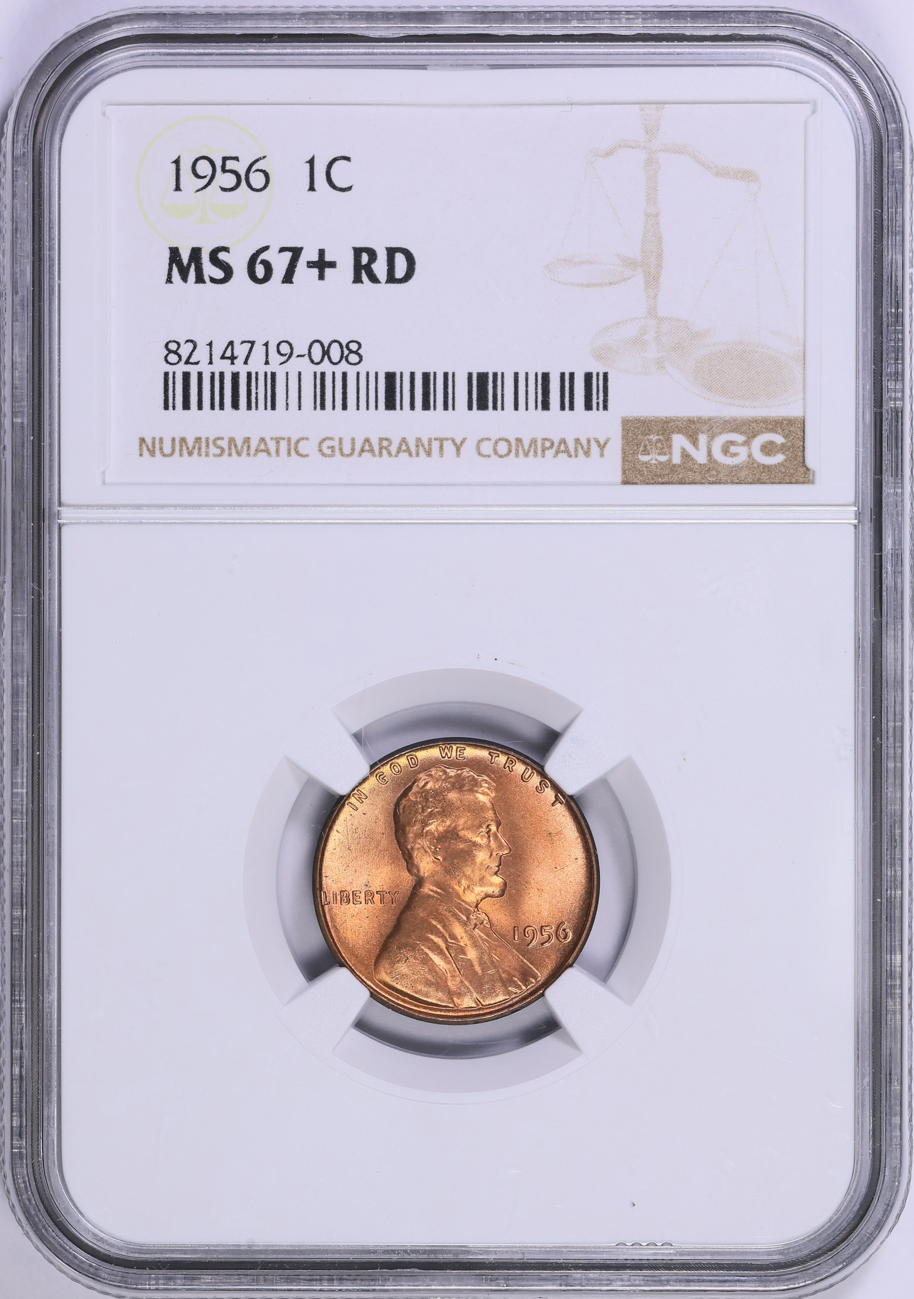 1956 Lincoln Cent NGC MS-67+ RD (Item 1045995) | GreatCollections