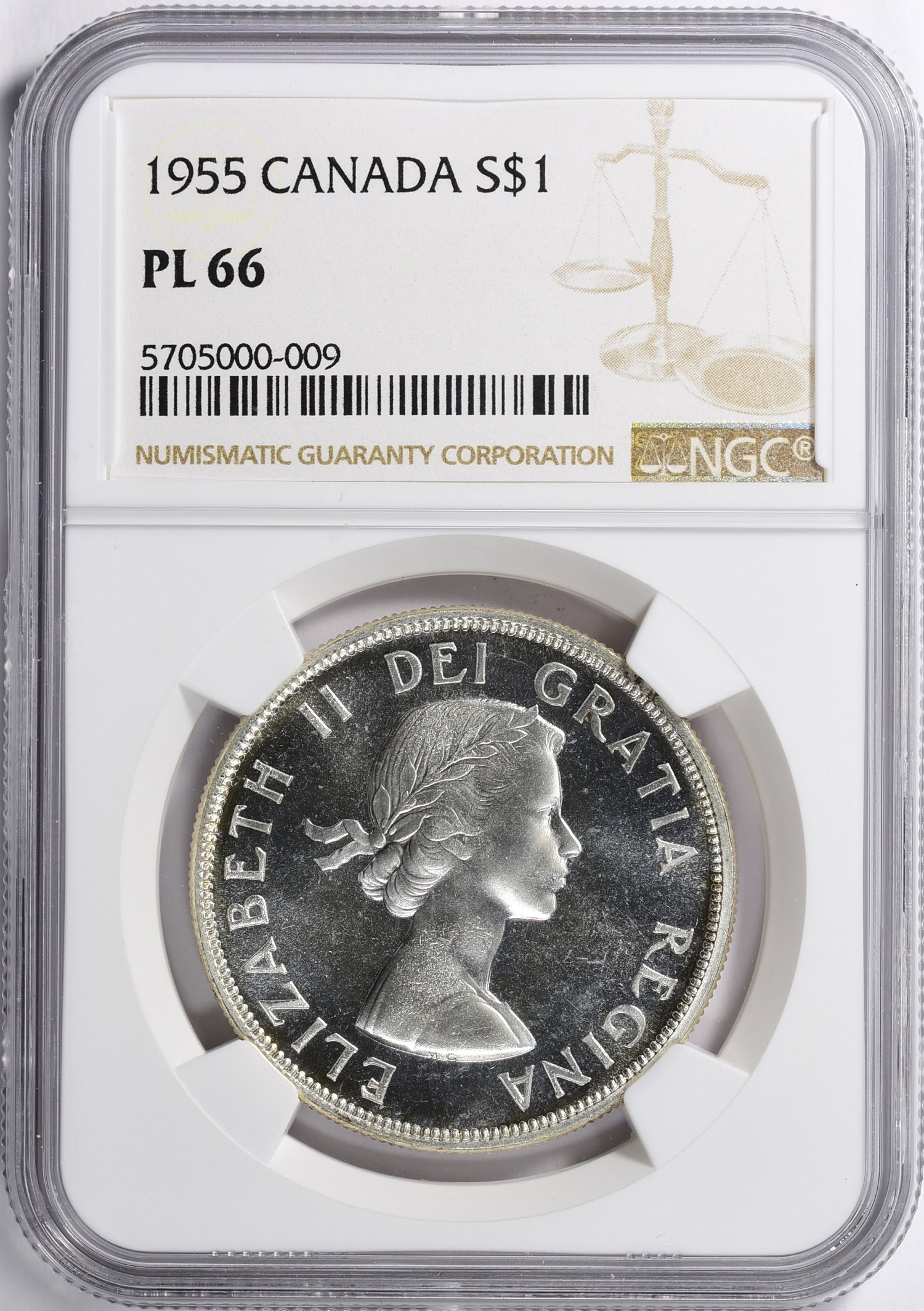 Canada 1955 Silver Dollar KM-54 NGC PL-66 (Item 1051794