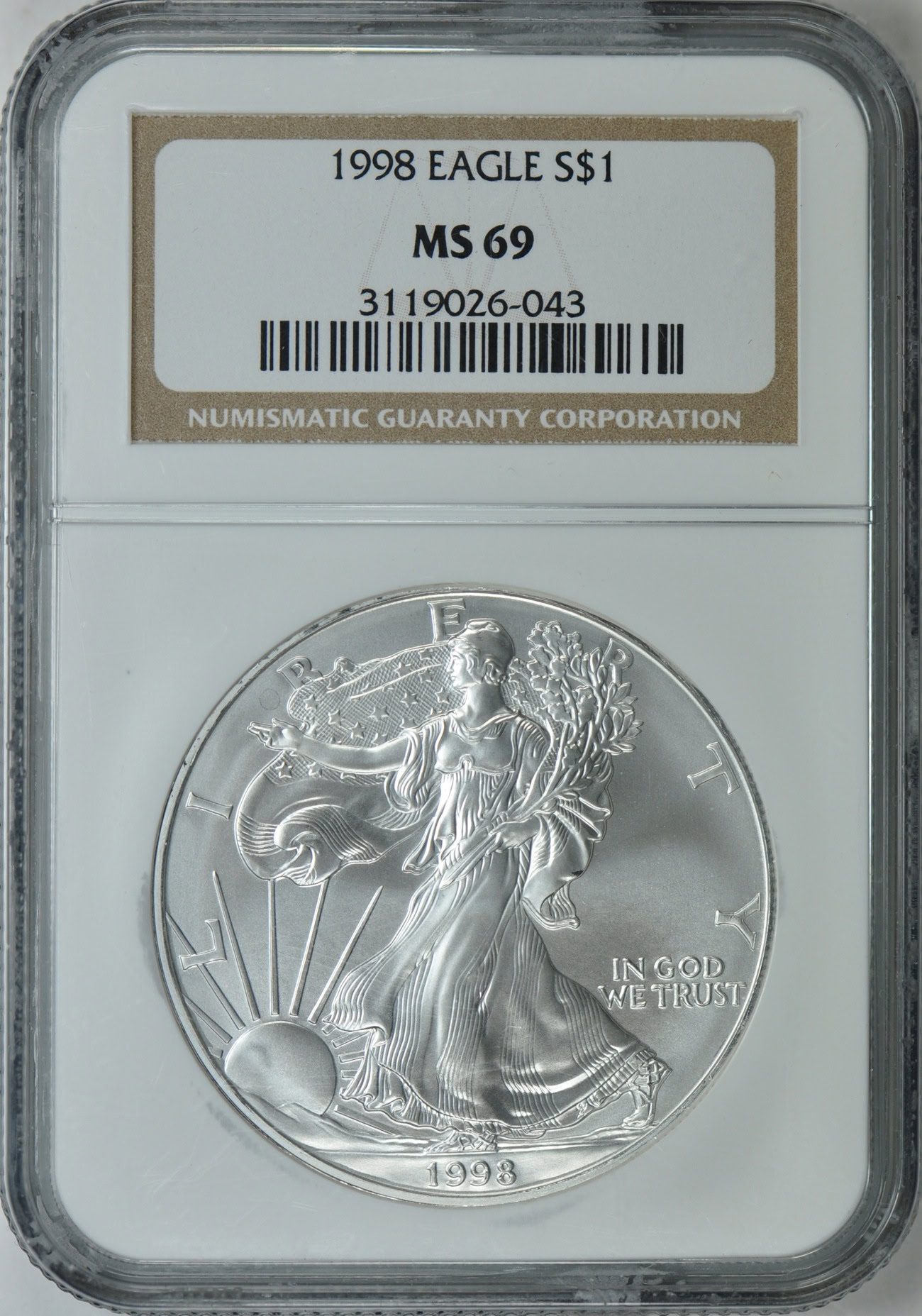 1998 $1 Silver Eagle NGC MS-69 (Item 105588) | GreatCollections