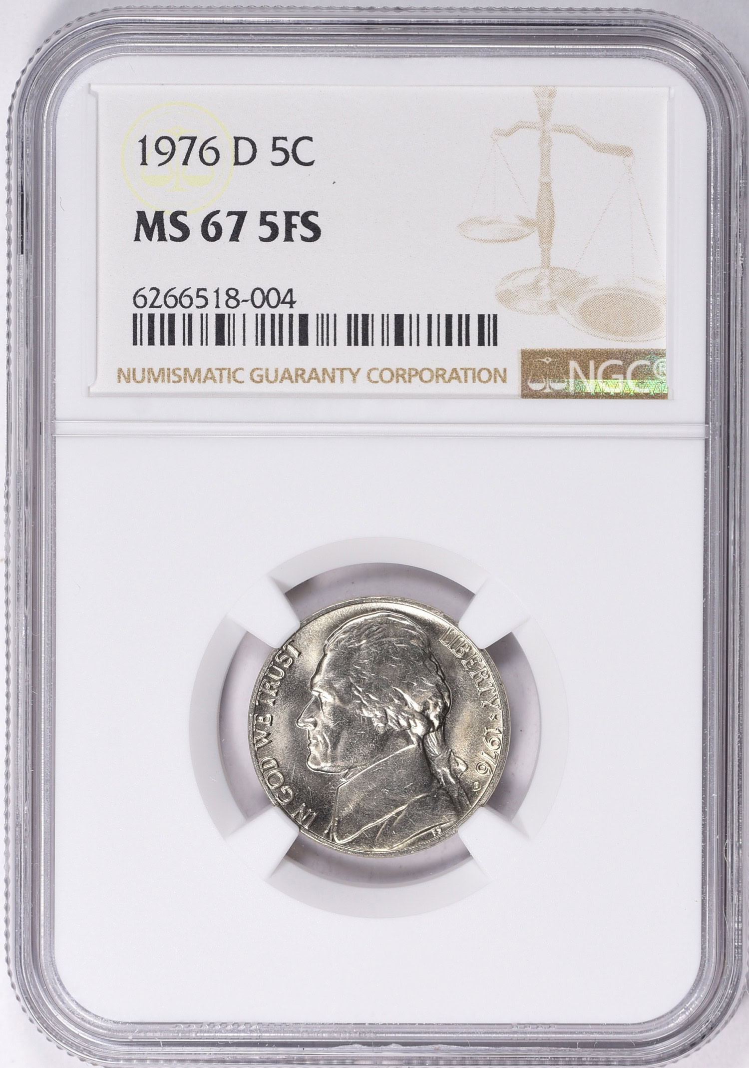 1976-D Jefferson Nickel NGC MS-67 5FS (Item 1065799