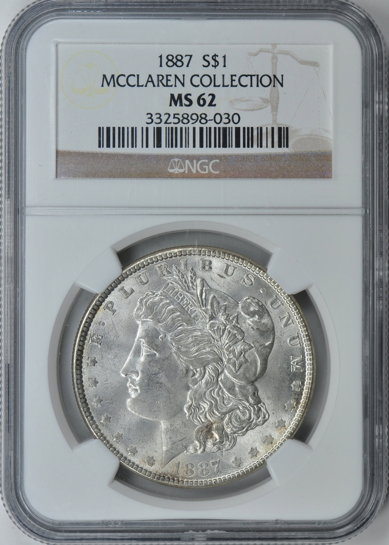 1887 Morgan Silver Dollar NGC MS-62 (McClaren Collection) (Item
