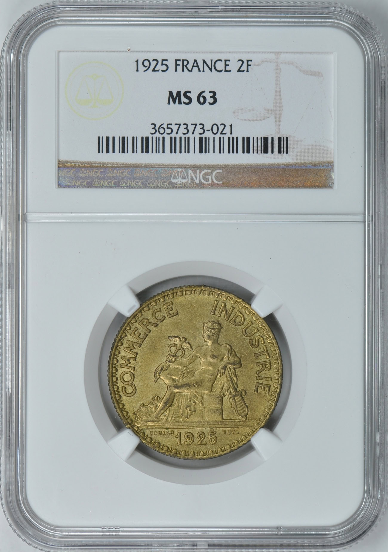 France 1925 2 Francs NGC MS-63 | NGC Cert #3657373-021