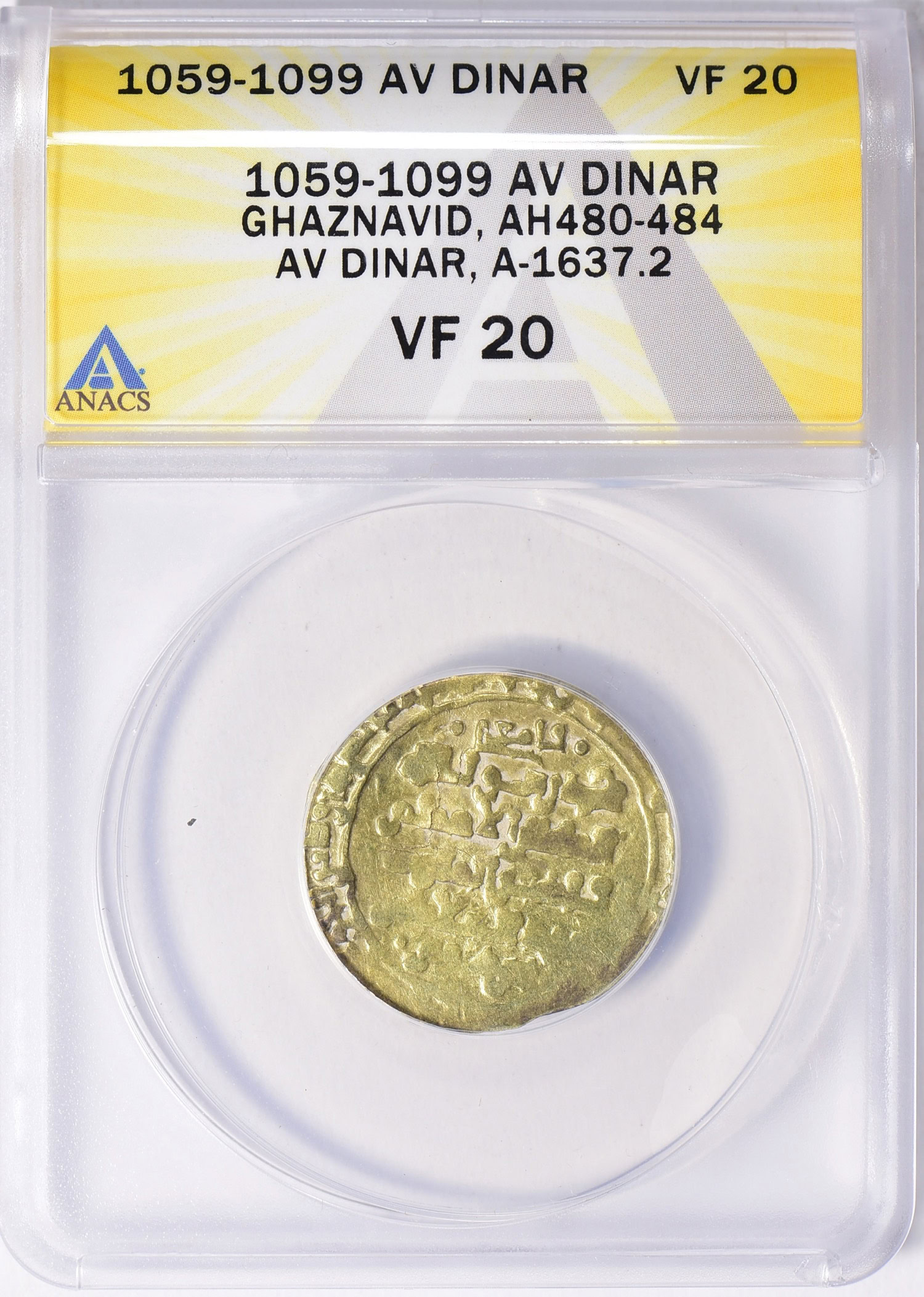 ズナ朝 マフムード ディナール金貨 AH397 NGC AU Details Islamic Kingdoms, Ghaznavids c.1059-1099 Gold Dinar A-1637.2 ANACS