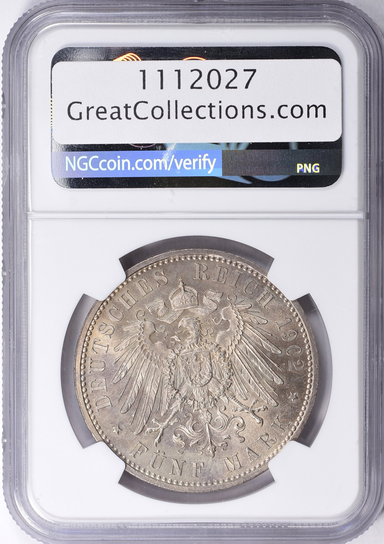 Germany - Saxe-Meiningen 1902-D Silver 5 Marks Long Beard KM-200