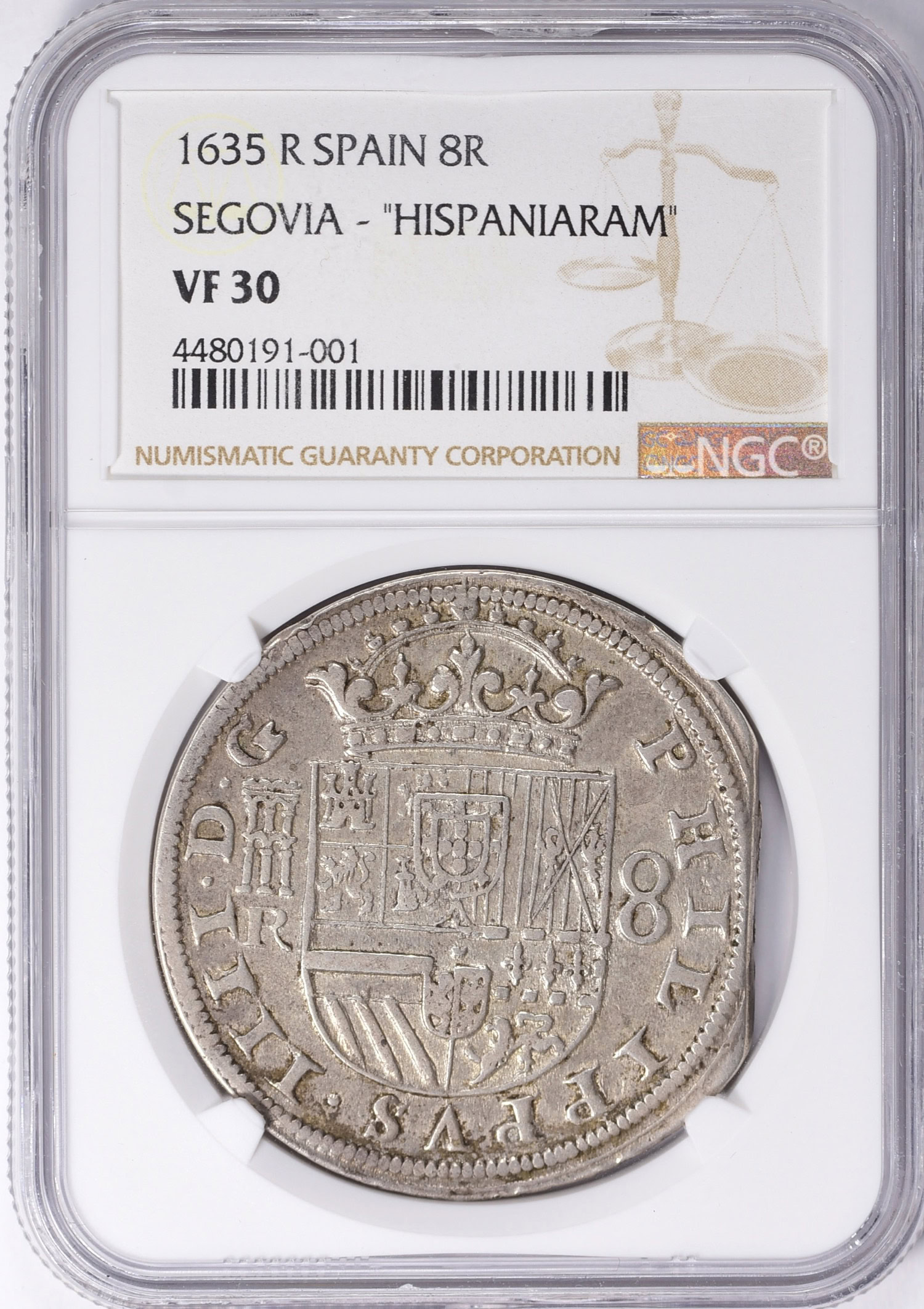 Spain 1635-R Silver 8 Reales Segovia Mint 