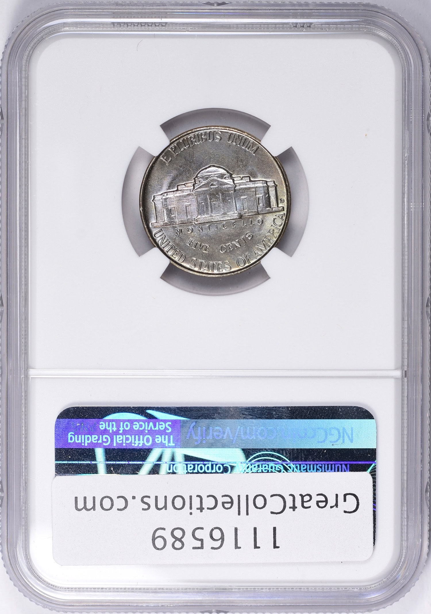 Mint Error 1958-D Jefferson Nickel Obverse Struck Through