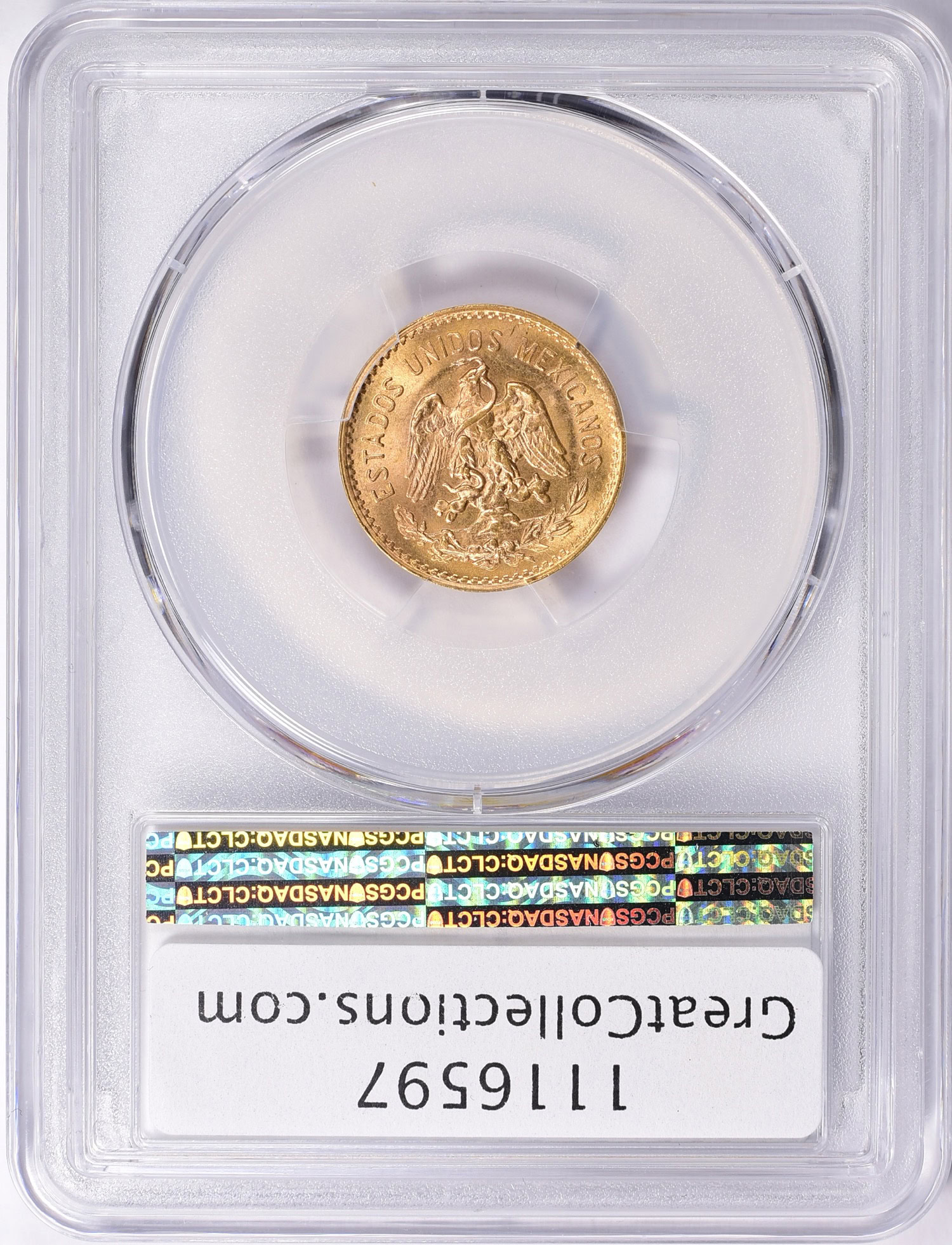 たけさん専用　準最高鑑定MS66！メキシコ1955年G5P金貨4.16g Mexico 1955-M Gold 5 Pesos KM-464 PCGS MS-66 (AGW = 0.1206 oz