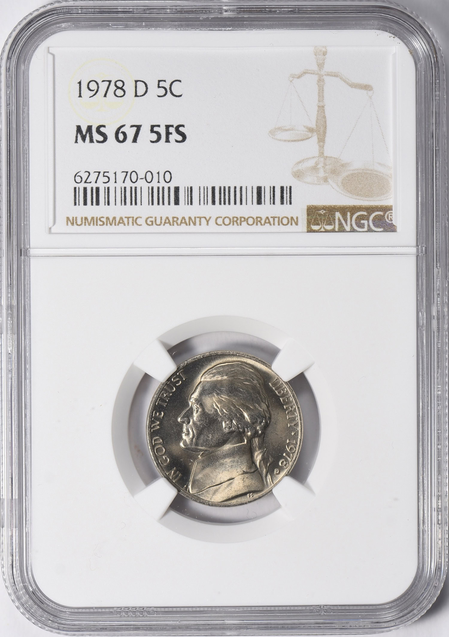 1978-D Jefferson Nickel NGC MS-67 5FS (Item 1118510