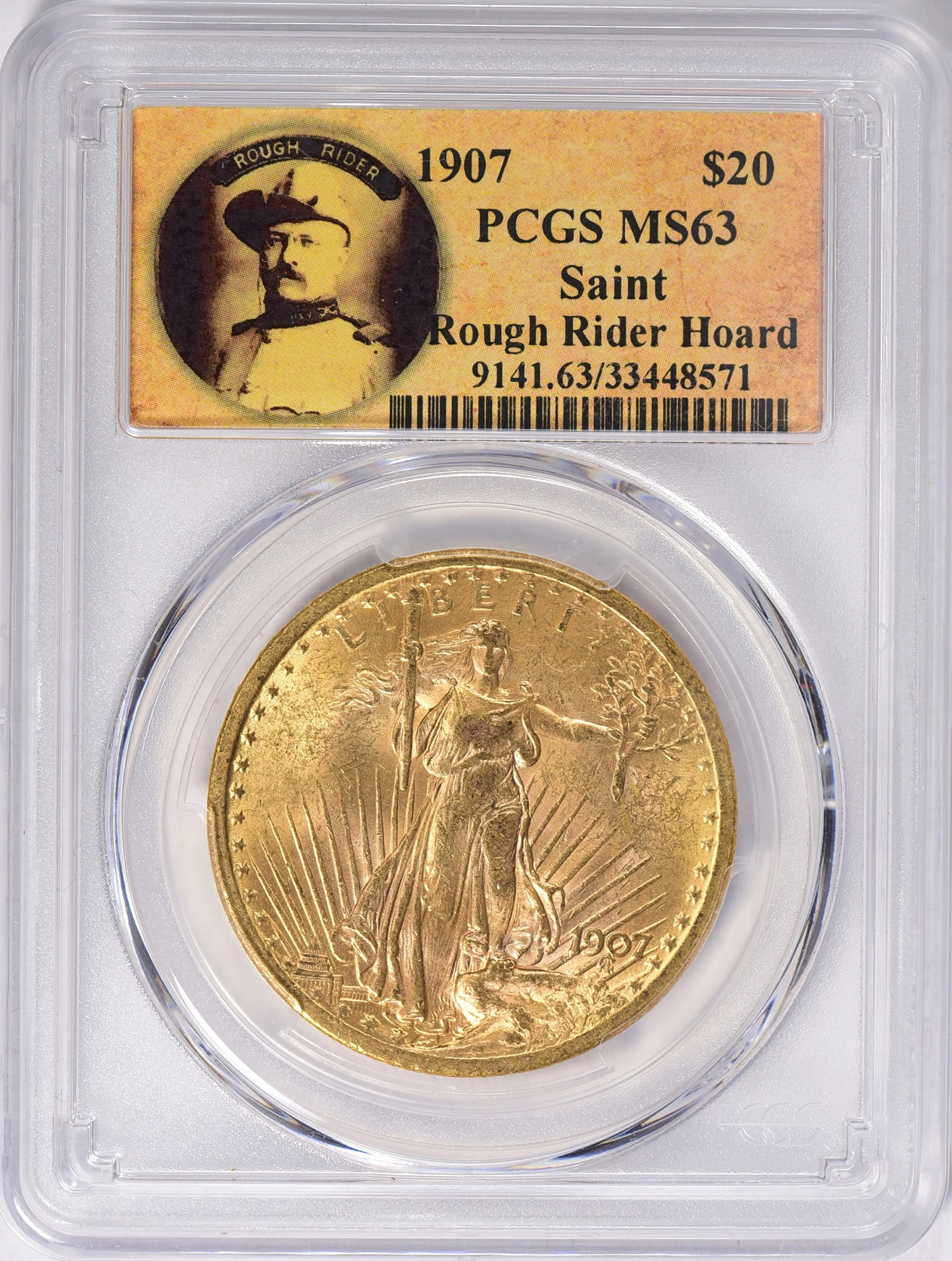 1907 Saint-Gaudens Gold Double Eagle Arabic Numerals PCGS MS-63