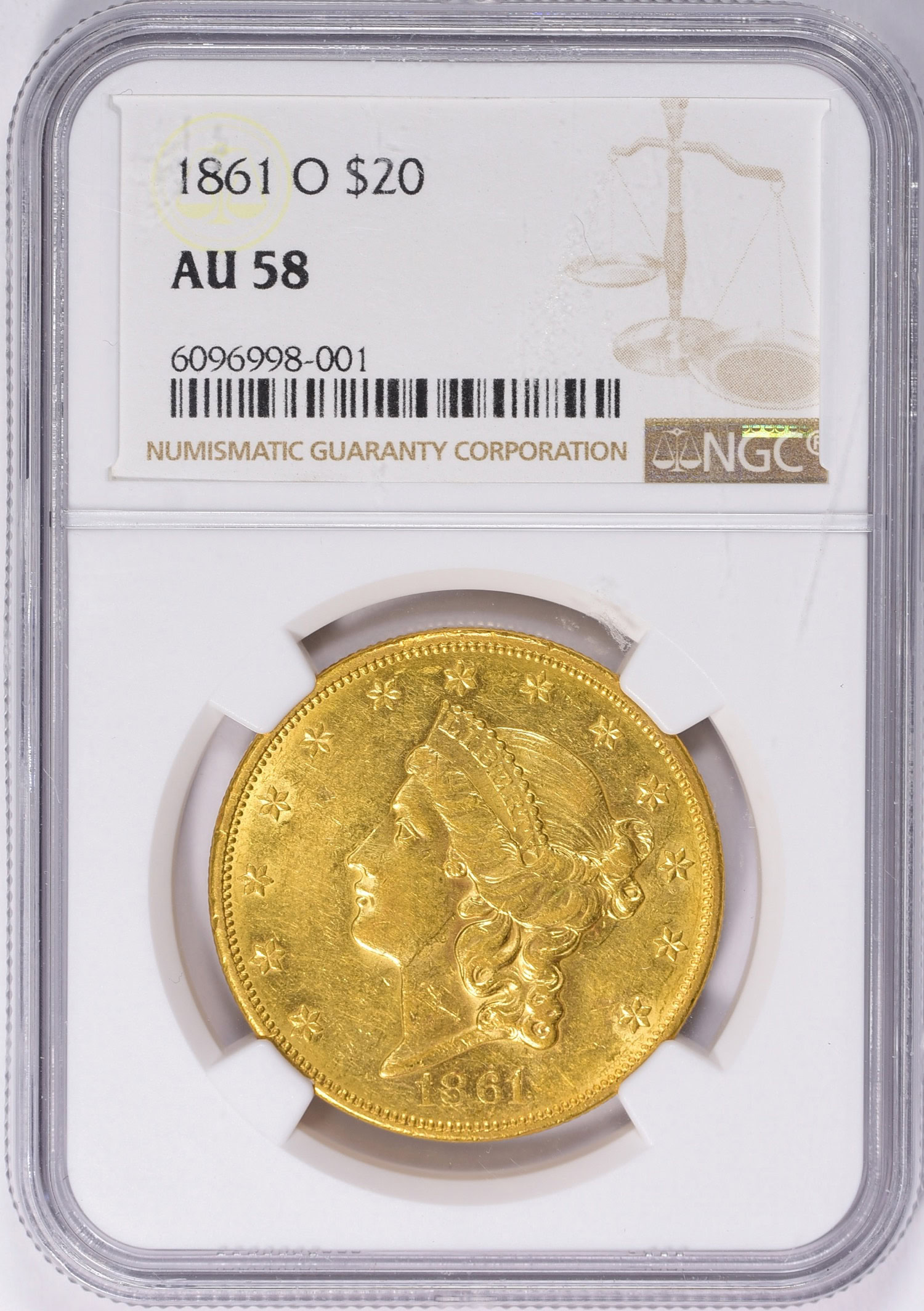 1861-O Liberty Gold Double Eagle NGC AU-58 (Item 1130484