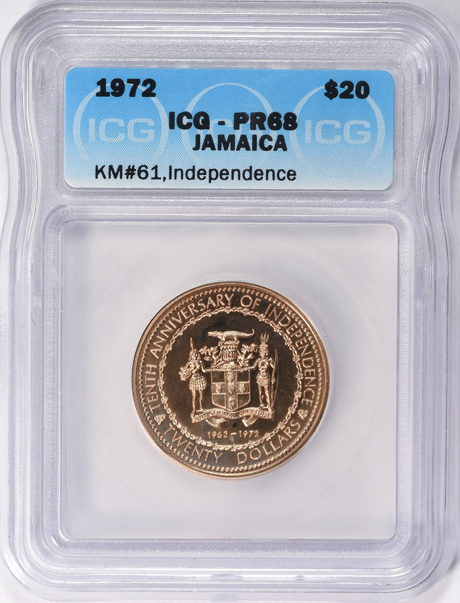 Jamaica 1972 Gold $20 10th Anniversary of Independence