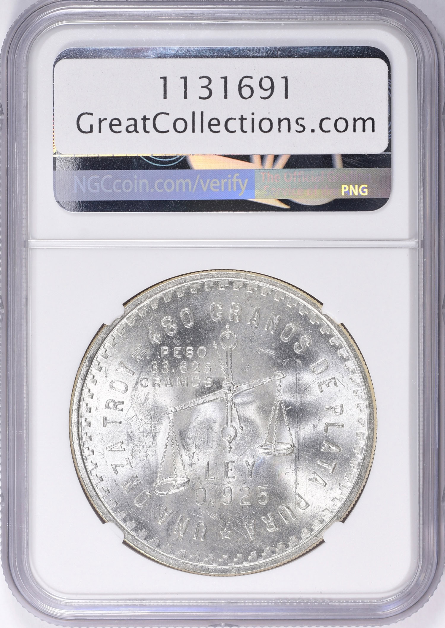 Mexico 1949-Mo Silver Onza KM-M49a NGC MS-63 (Ex: Mark Freitas
