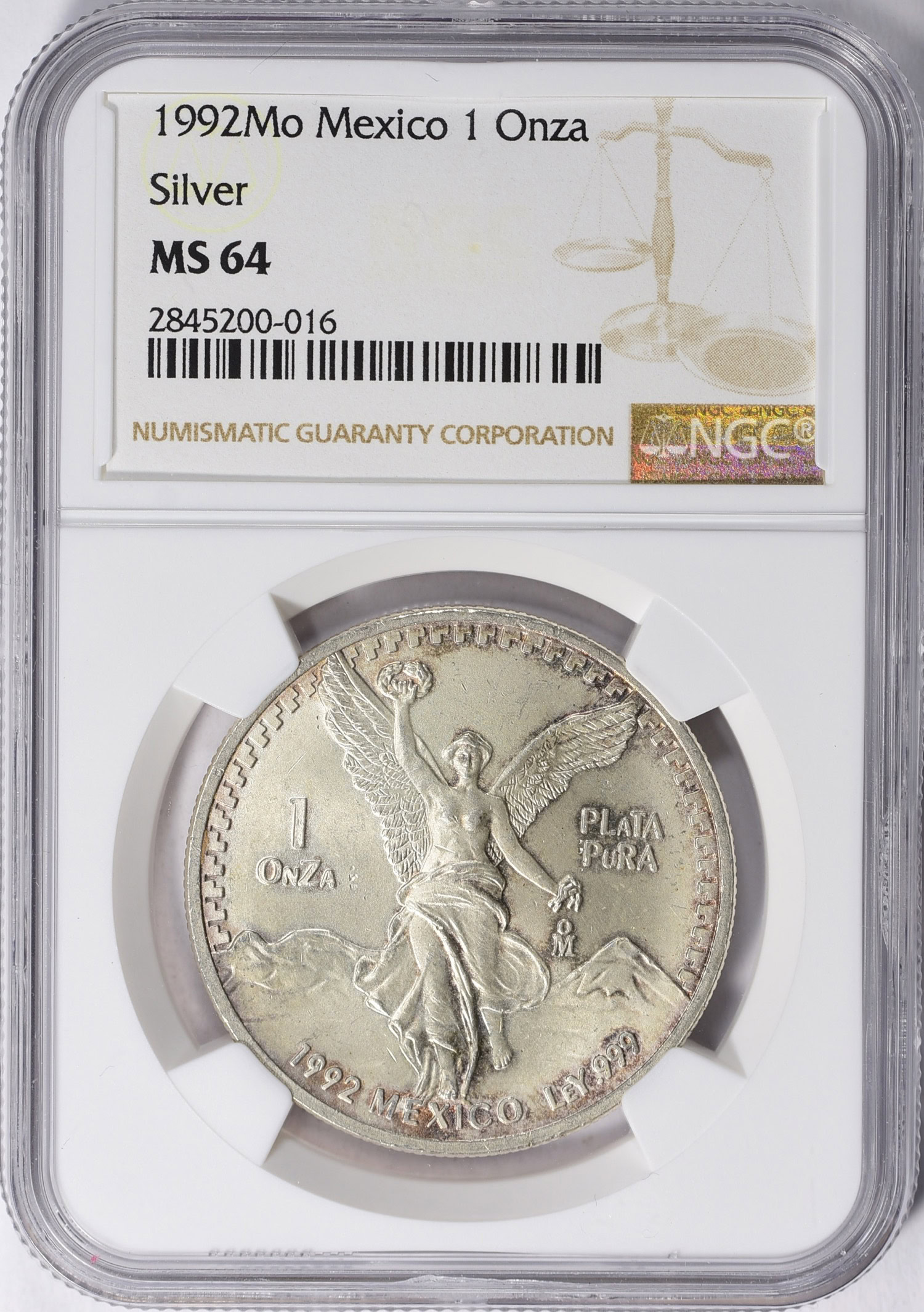 Mexico 1992-Mo Silver Onza Libertad KM-494.3 NGC MS-64 (Item