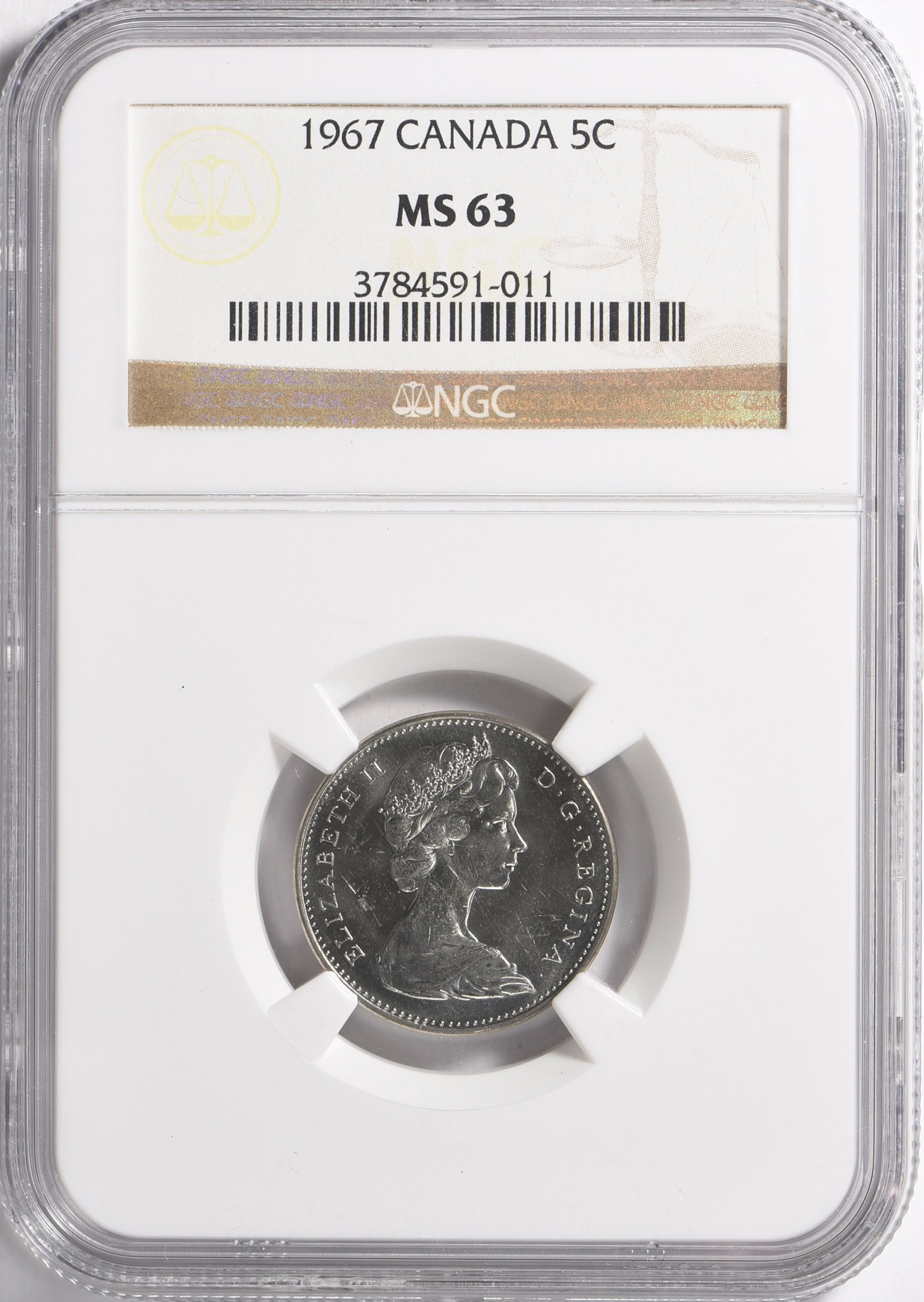 Canada 1967 5 Cents Confederation Centennial KM-66 NGC MS-63 (Item