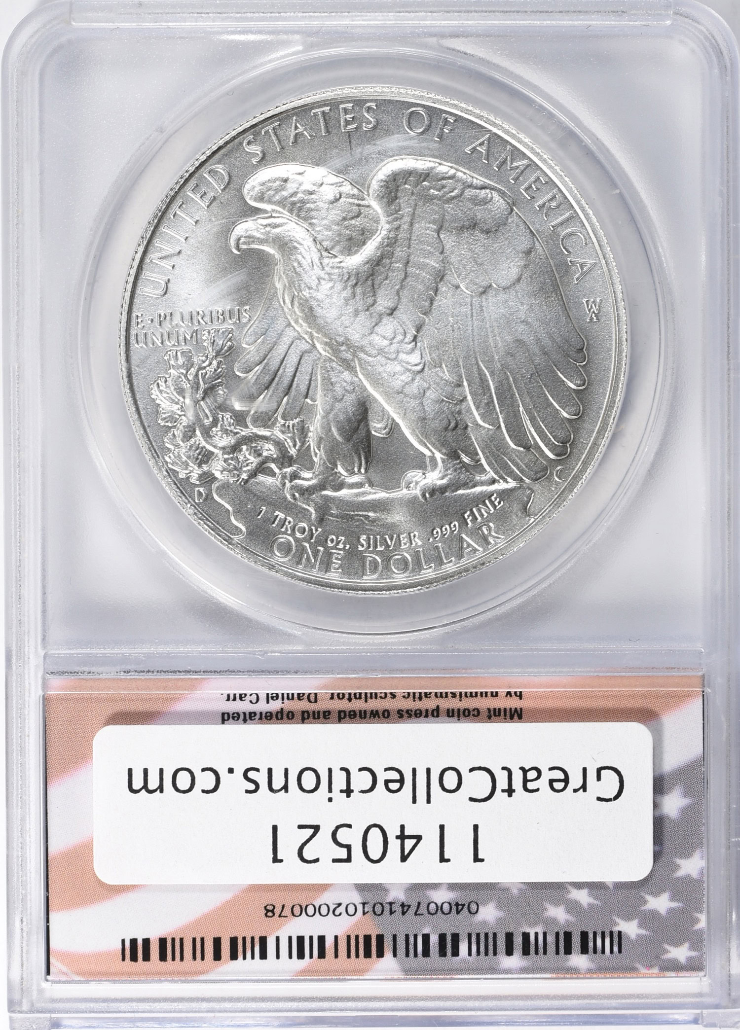 2019 Daniel Carr Overstruck Silver Eagle Design Misaligned Obverse