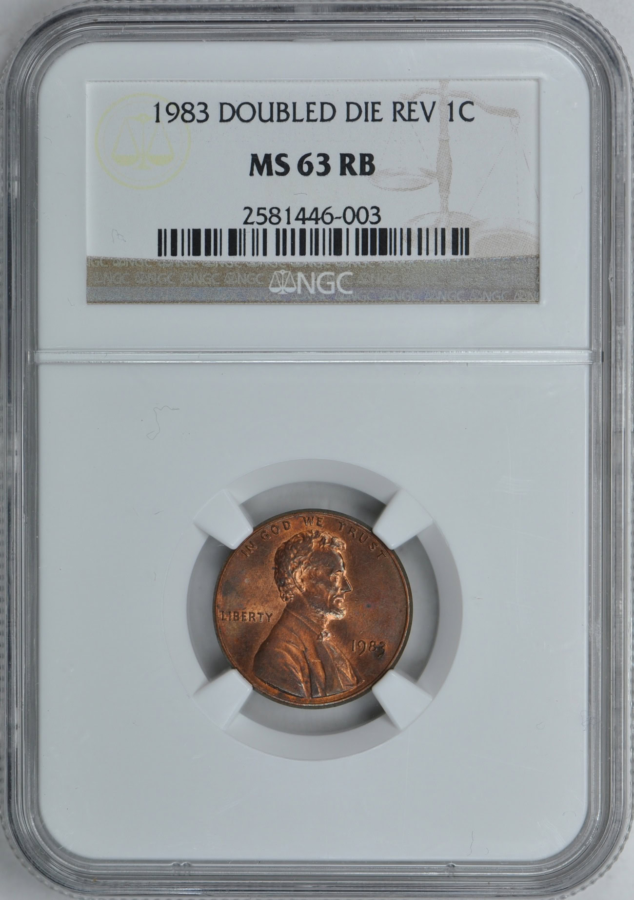 1983 Lincoln Cent Doubled Die Reverse NGC MS-63 RB (Item 114144 ...