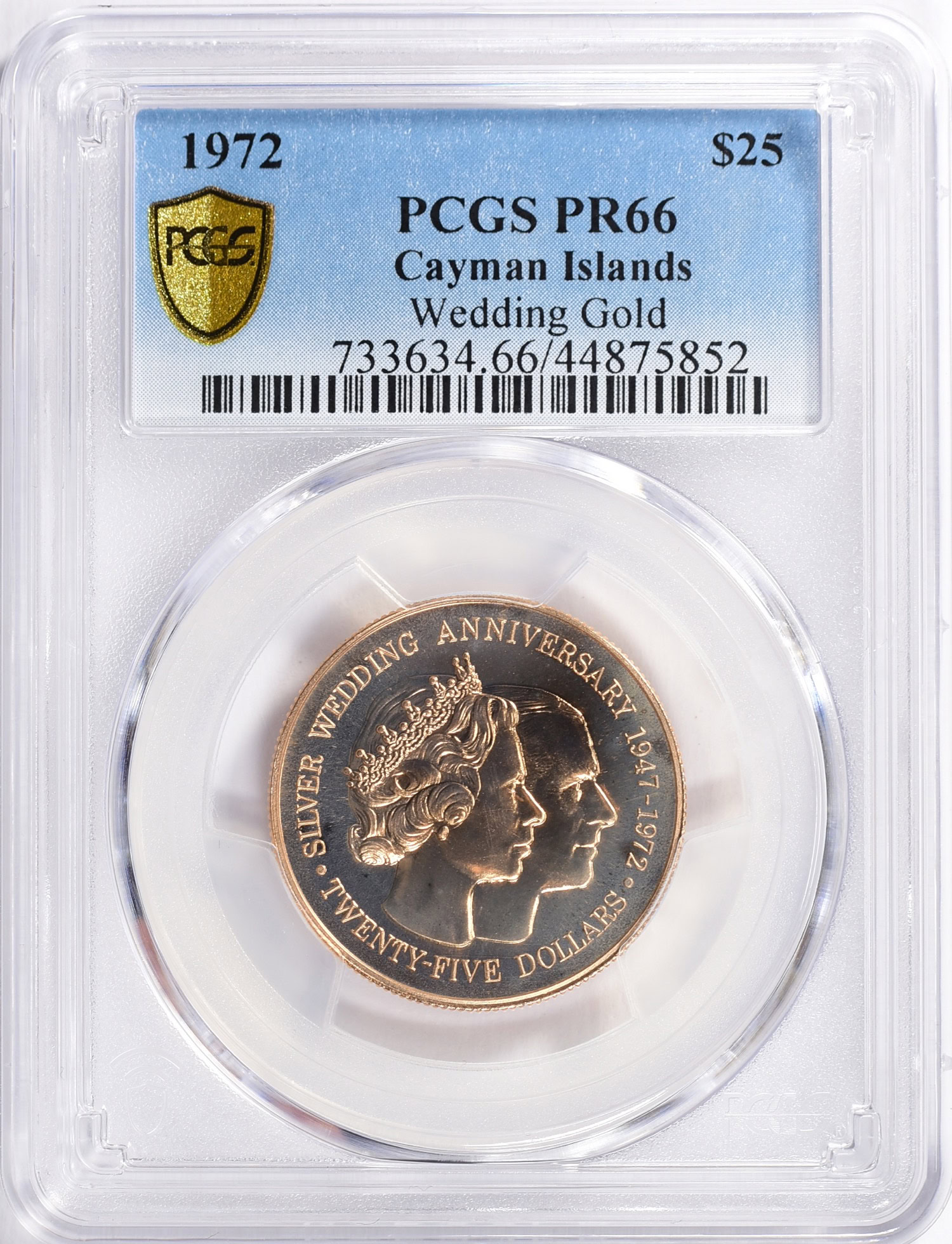 Cayman Islands 1972 Gold $25 Queen Elizabeth II and Prince