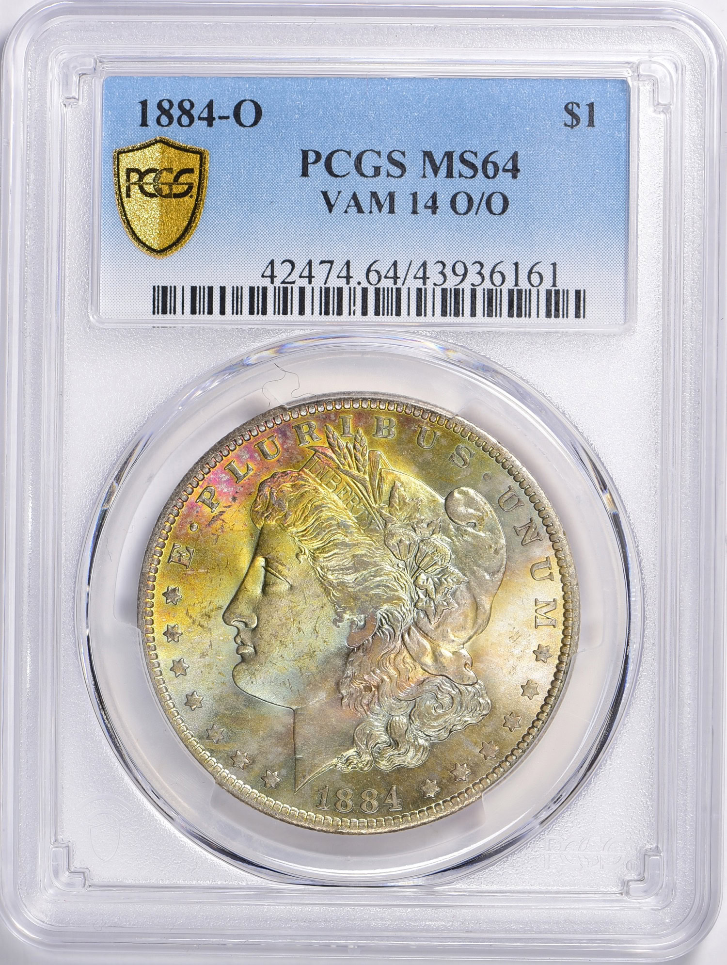 1884-O Morgan Silver Dollar VAM-14 O/O PCGS MS-64 (Toned) (Item