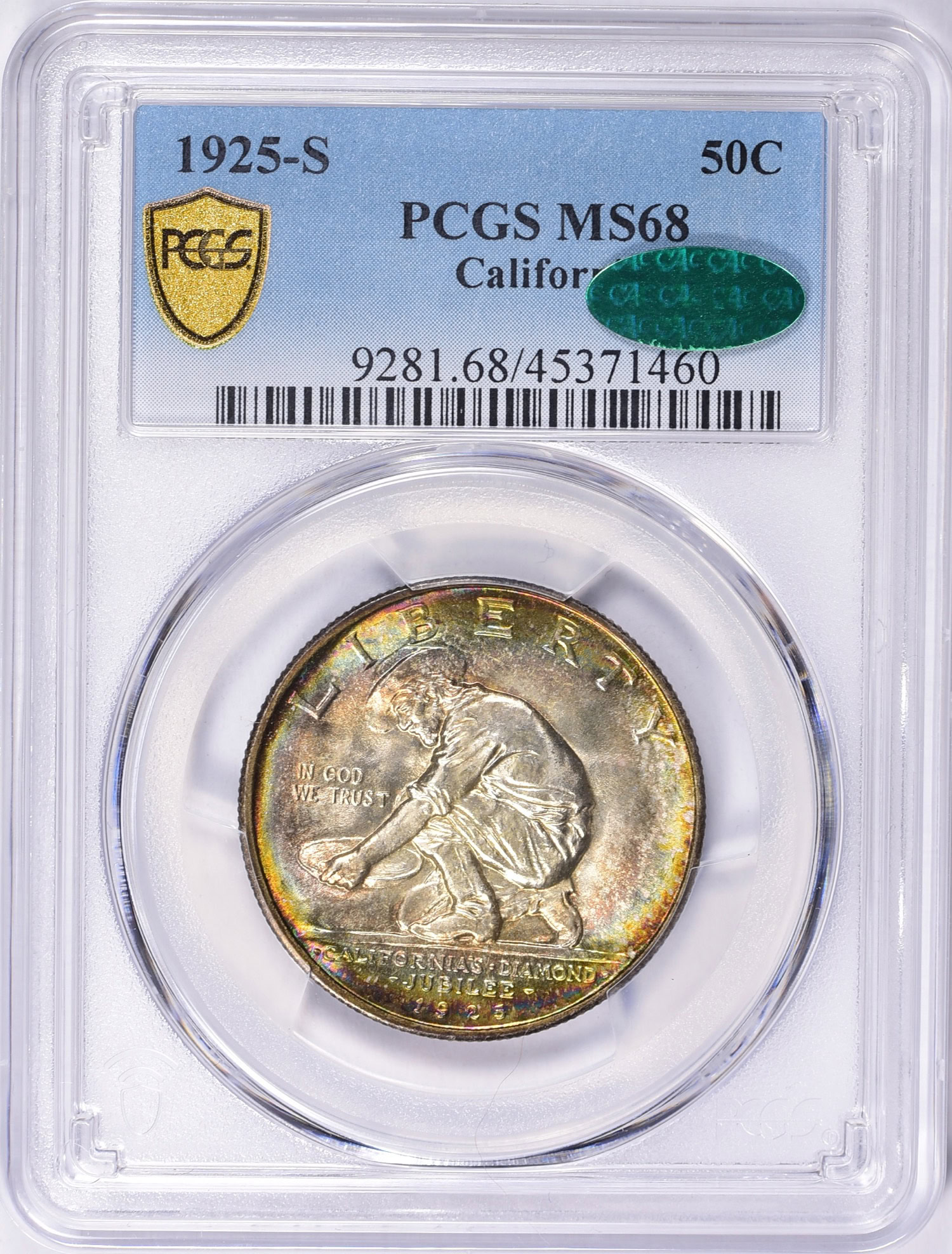 1925-S California Diamond Jubilee Half Dollar PCGS MS-68 (CAC