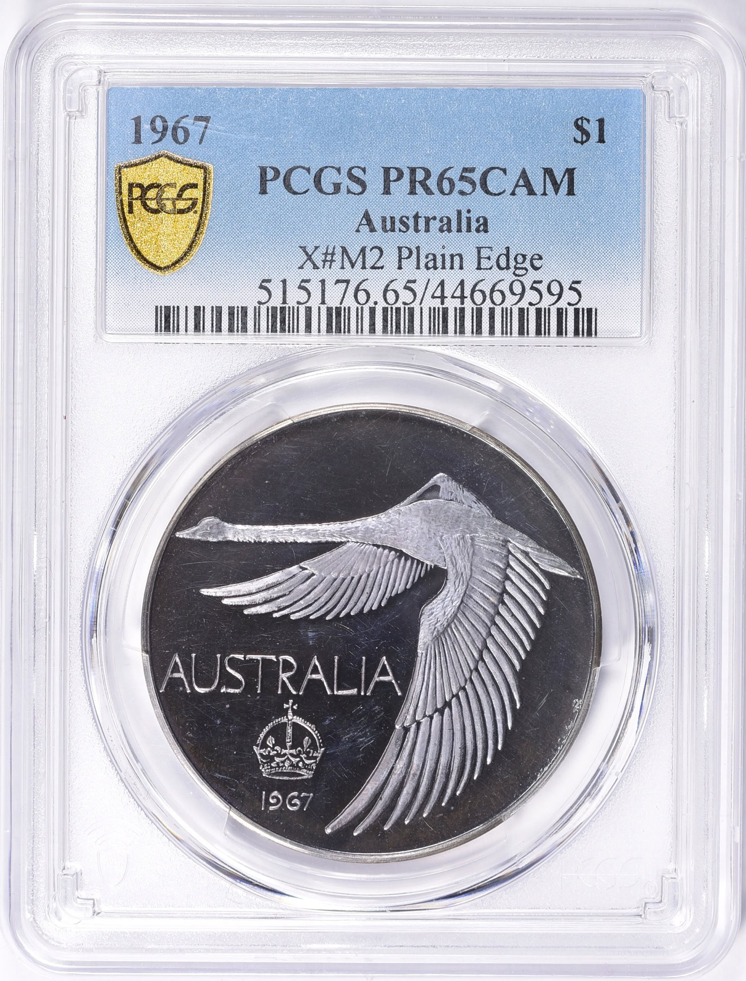 Australia 1967 Andor Meszaros Silver Dollar Plain Edge KM-XM2 With