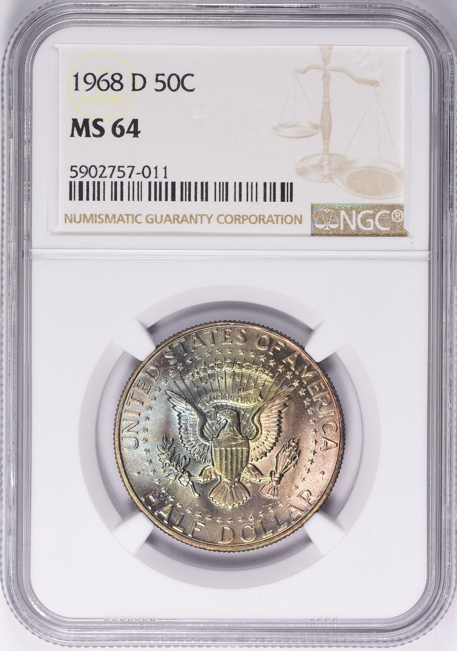 1968-D Kennedy Half Dollar NGC MS-64 (Toned) (Item 1152911