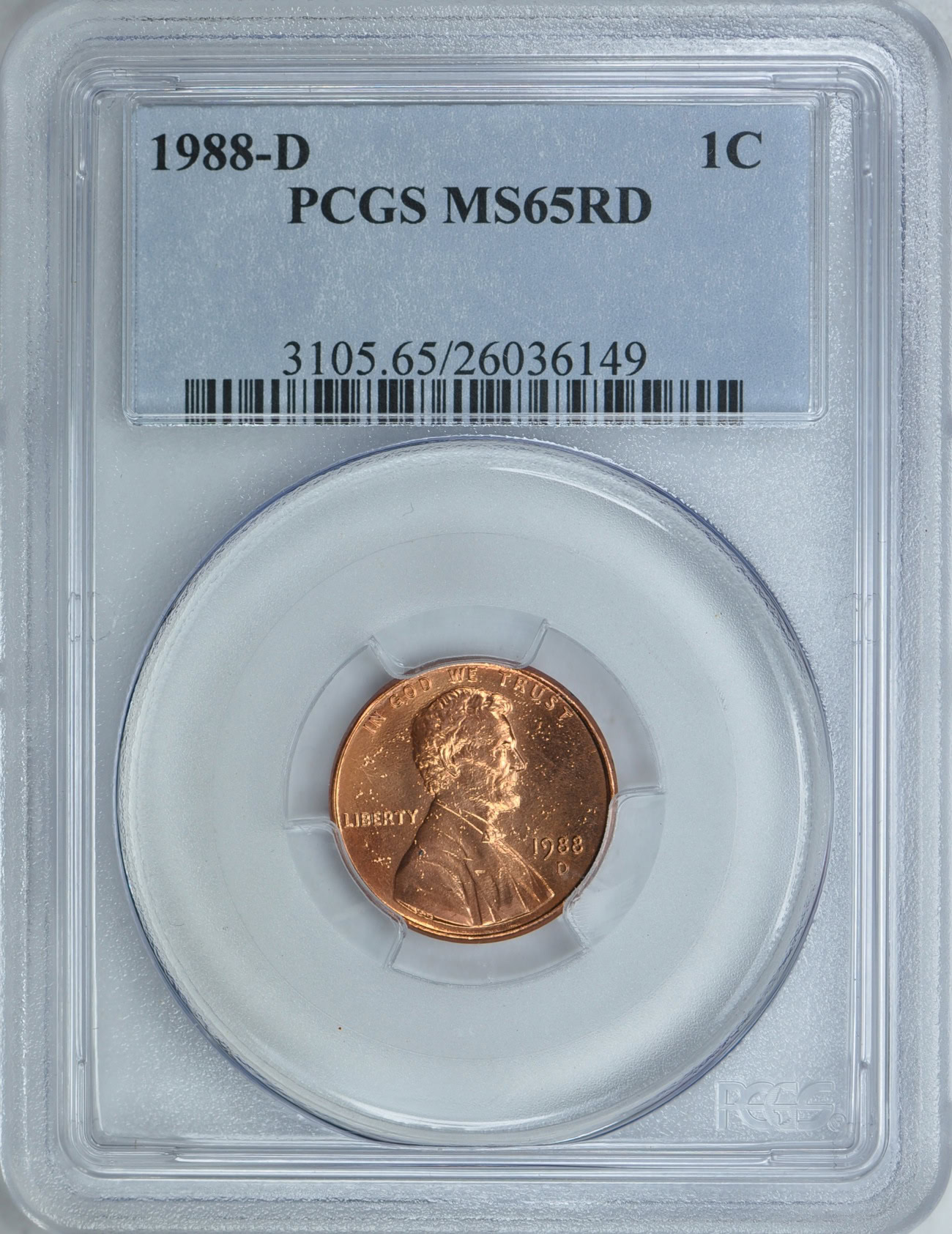 1988-D Lincoln Cent PCGS MS-65 RD (Item 115312) | GreatCollections
