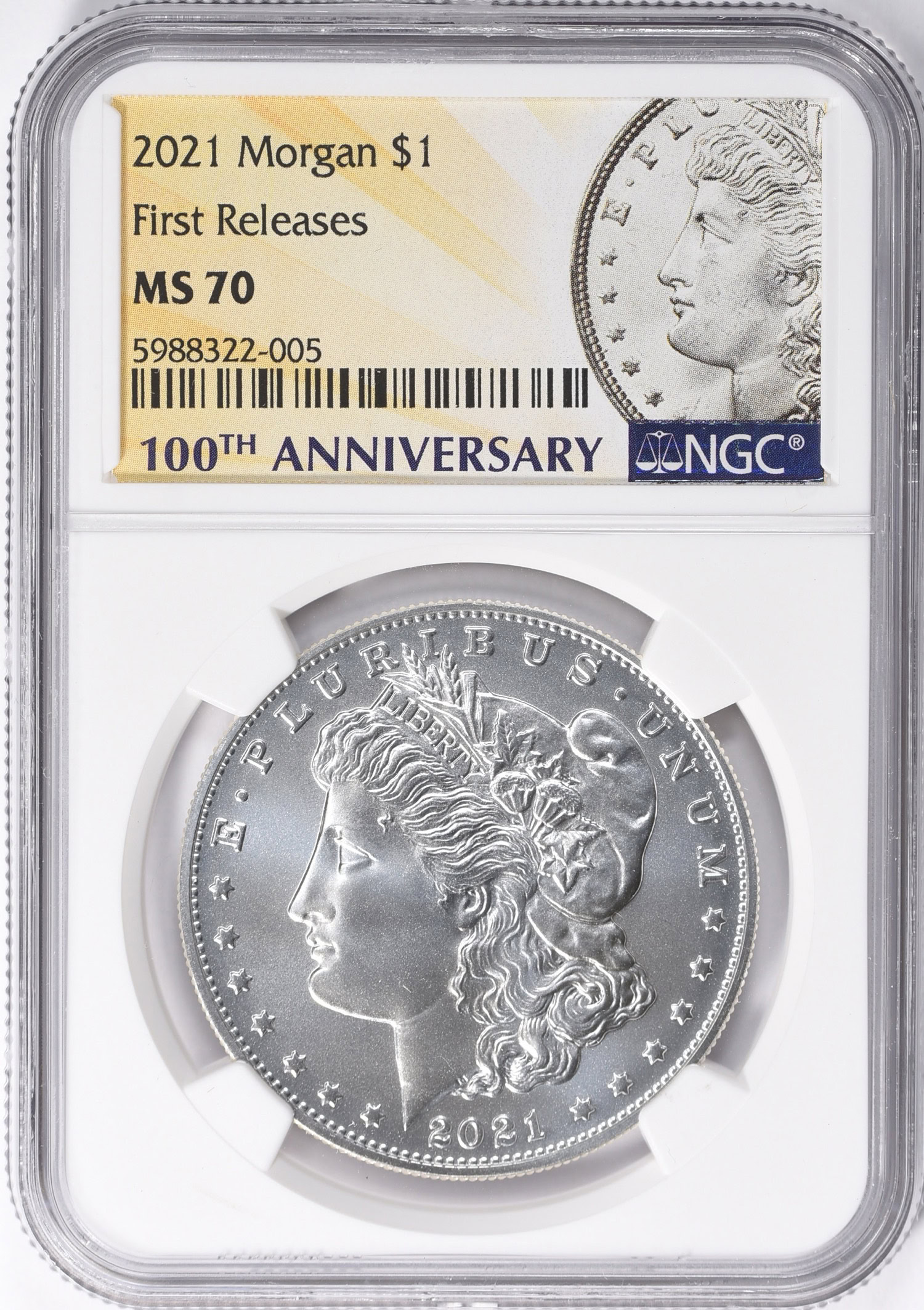 thumbnail image 2 of 1921-2021 Morgan Dollar 100th Anniversary Tribute Coin – Black Ruthenium With 24K Gold Accents 2 of 5