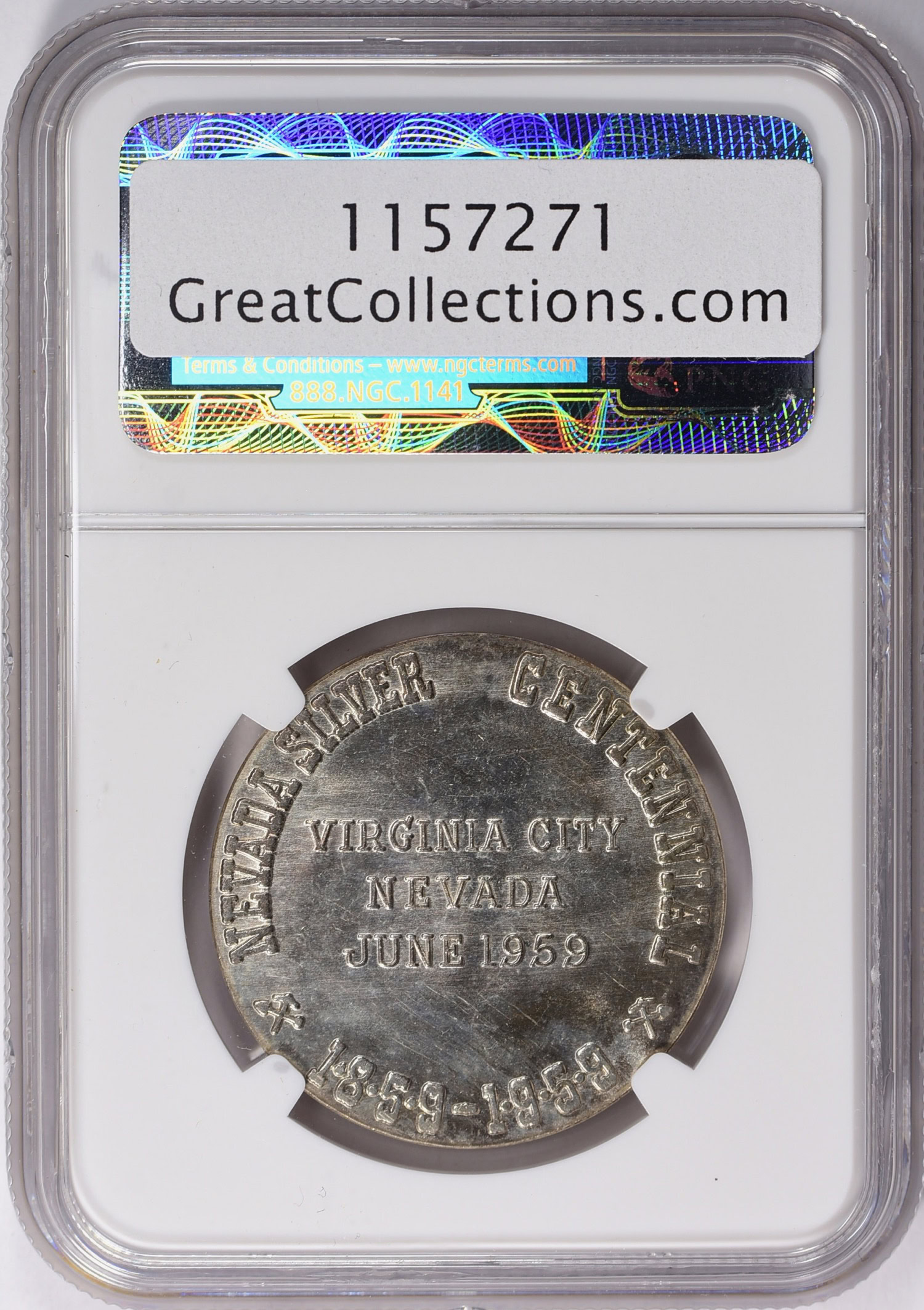 1959 Nevada Silver Centennial So-Called Dollar HK-552 NGC MS-65