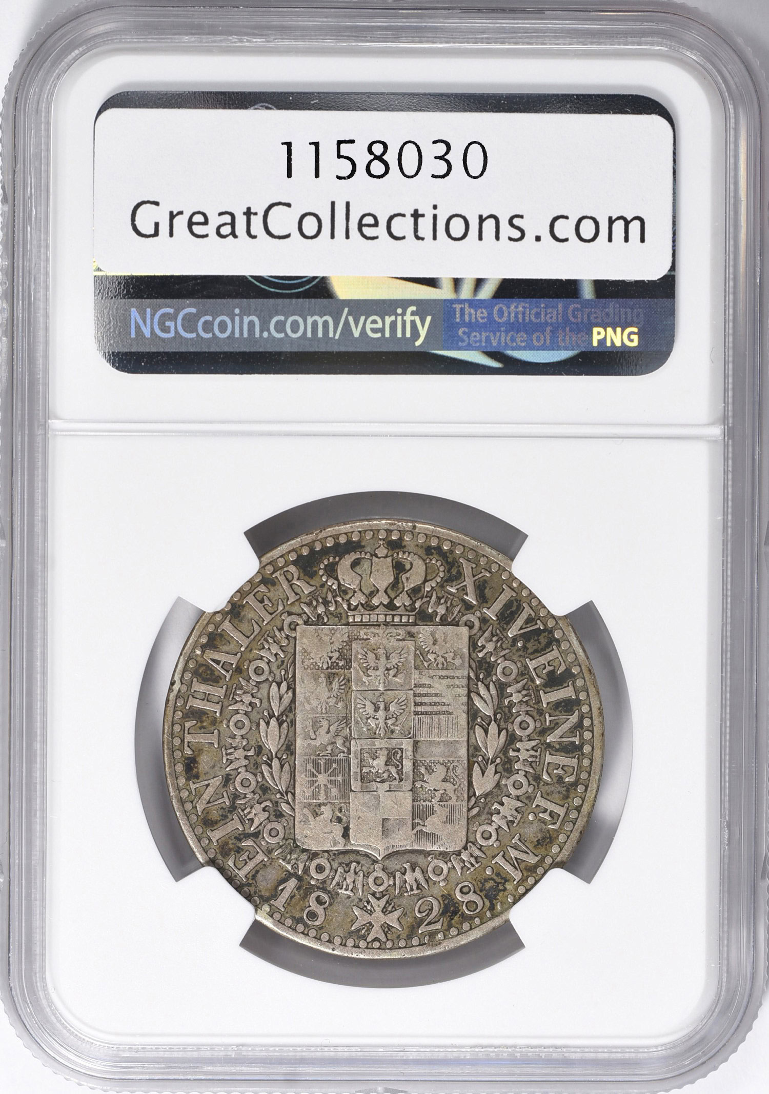 Germany - Prussia 1828-A Silver Taler Young Head Arms Reverse KM