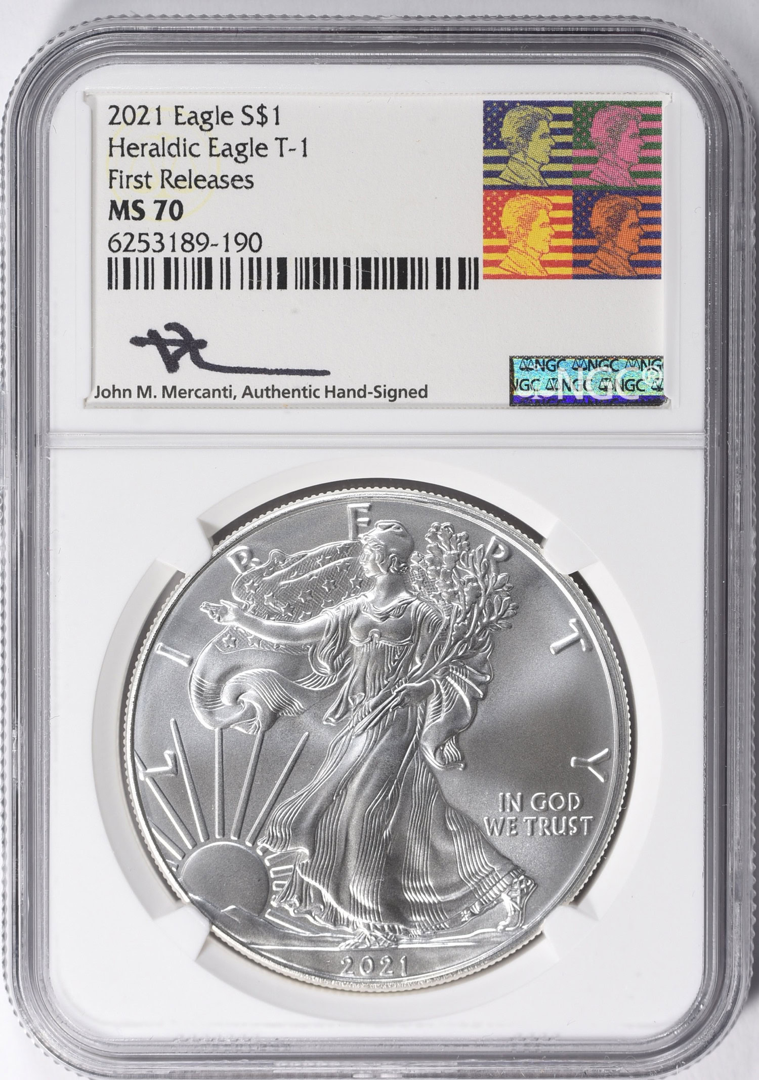 2021 $1 Silver Eagle Type 1 First Releases NGC MS-70 (Mercanti