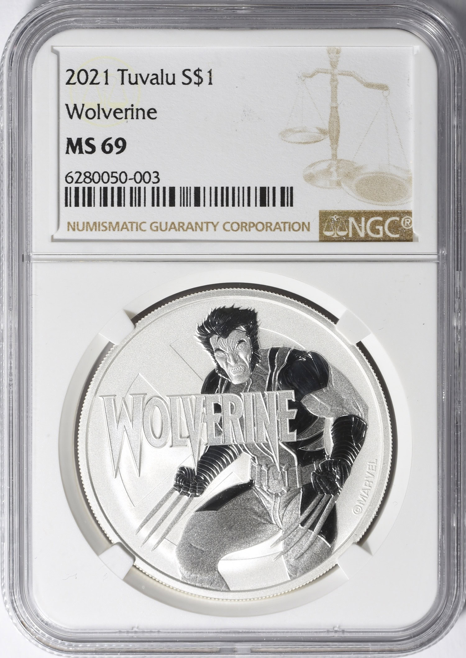 Tuvalu 2021 Silver Dollar Wolverine NGC MS-69 (Item 1160528