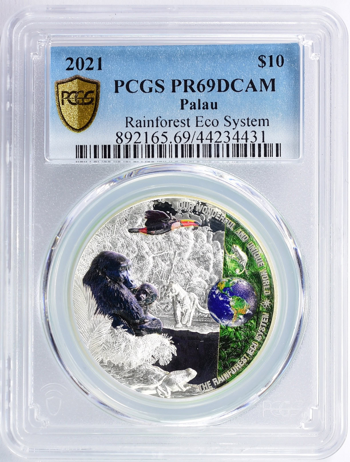 Palau 2021 Colorized Silver $10 Rainforest Eco System With Case of