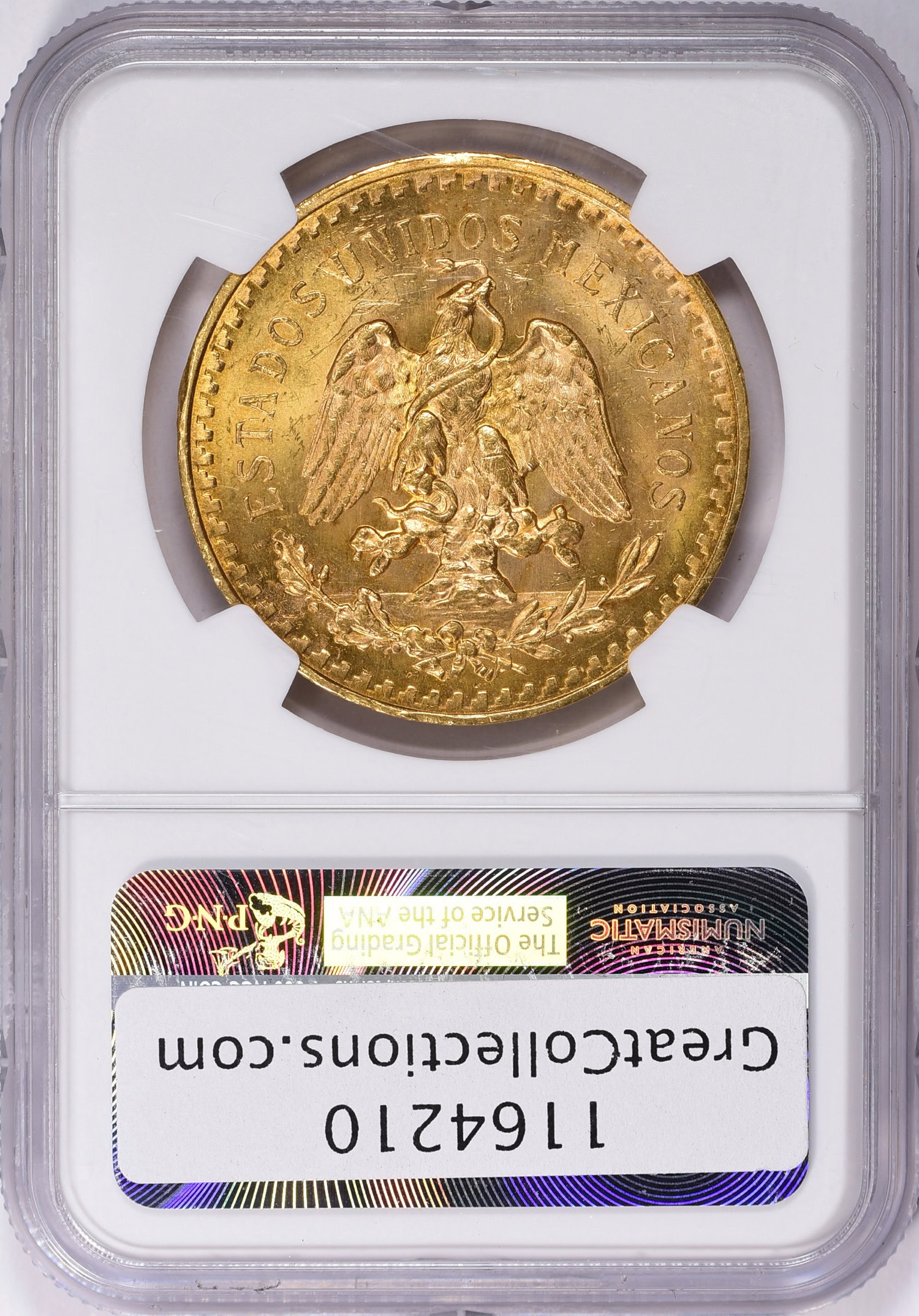 Mexico 1931/0 Gold 50 Pesos KM-481 NGC MS-63 (AGW = 1.2056 oz