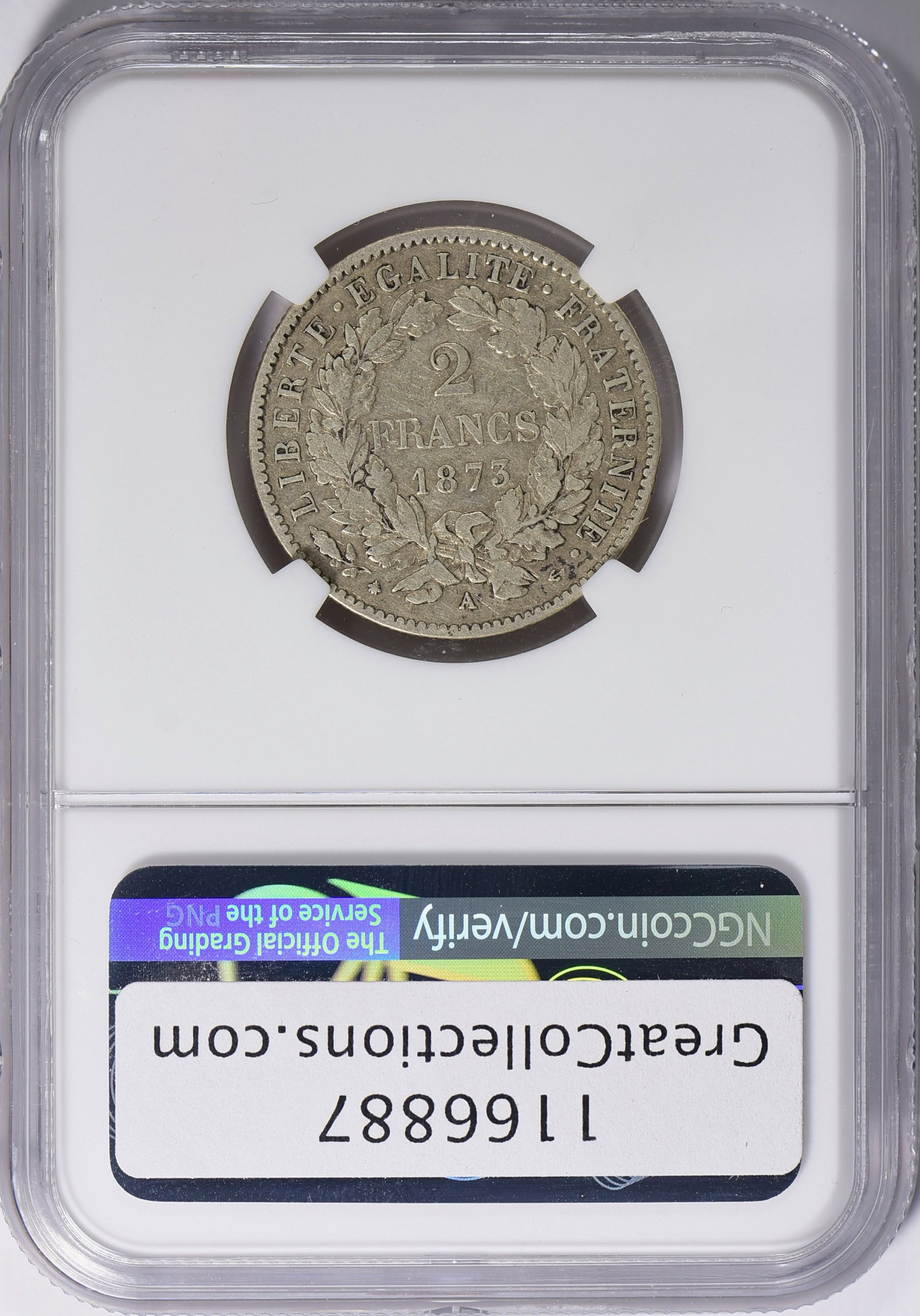 France 1873-A Silver 2 Francs Gad-530a NGC VF-35 | NGC Cert