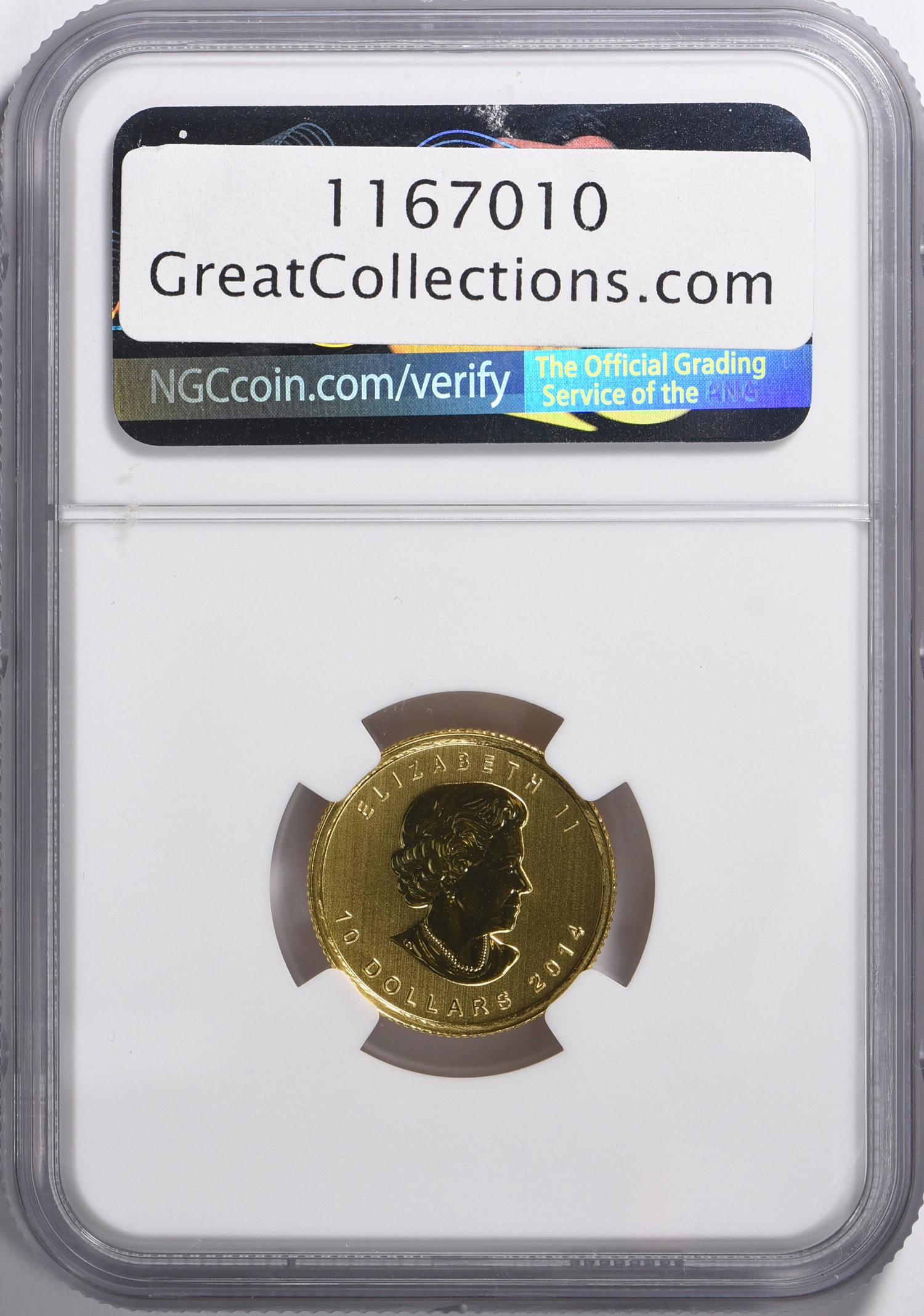 Canada 2014 Gold $10 Arctic Fox NGC MS-70 (AGW = 0.2497 oz.) (Item