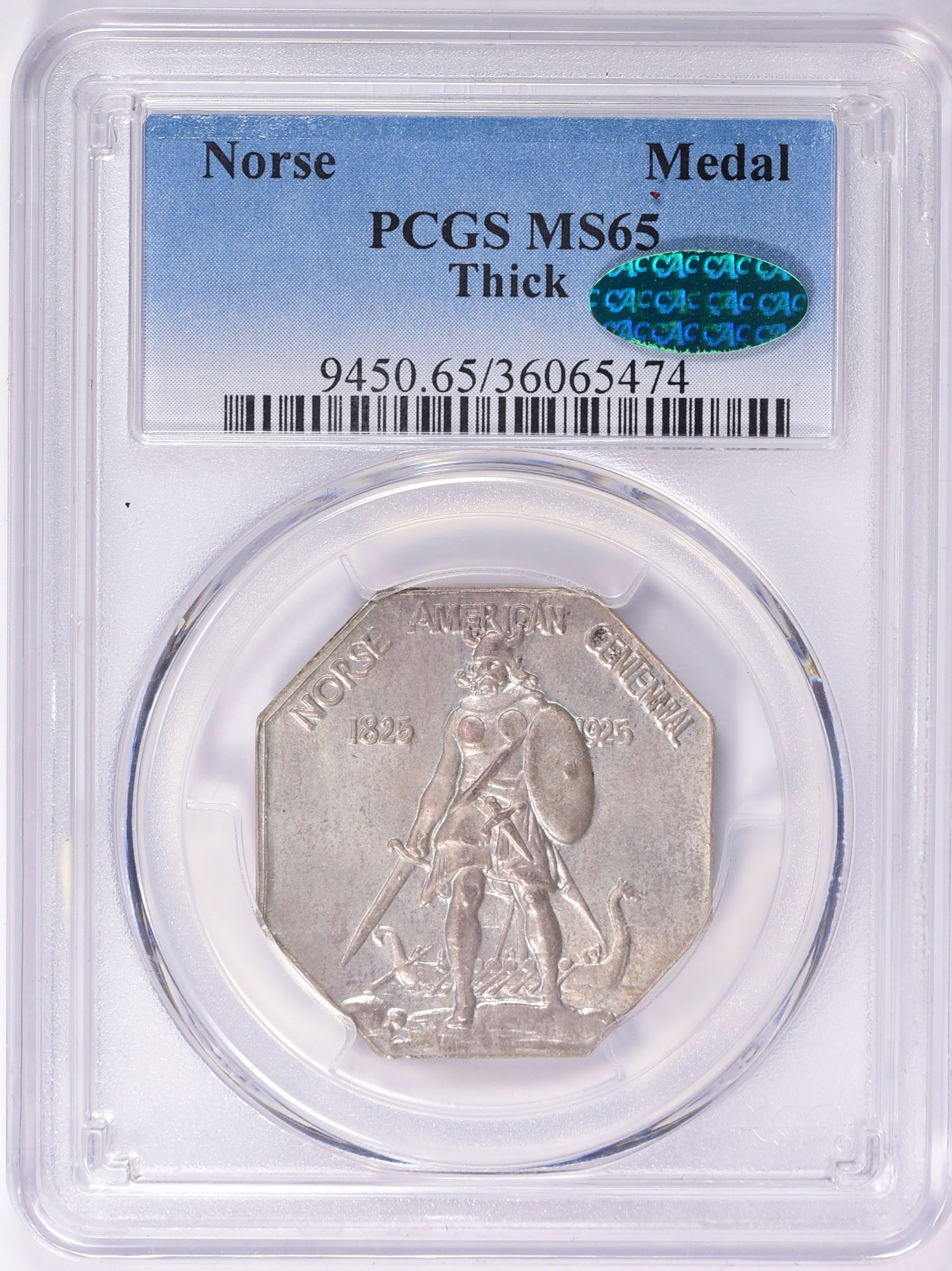 1925 Norse Medal Thick Silver PCGS MS-65 (CAC Green) (Item 1168900