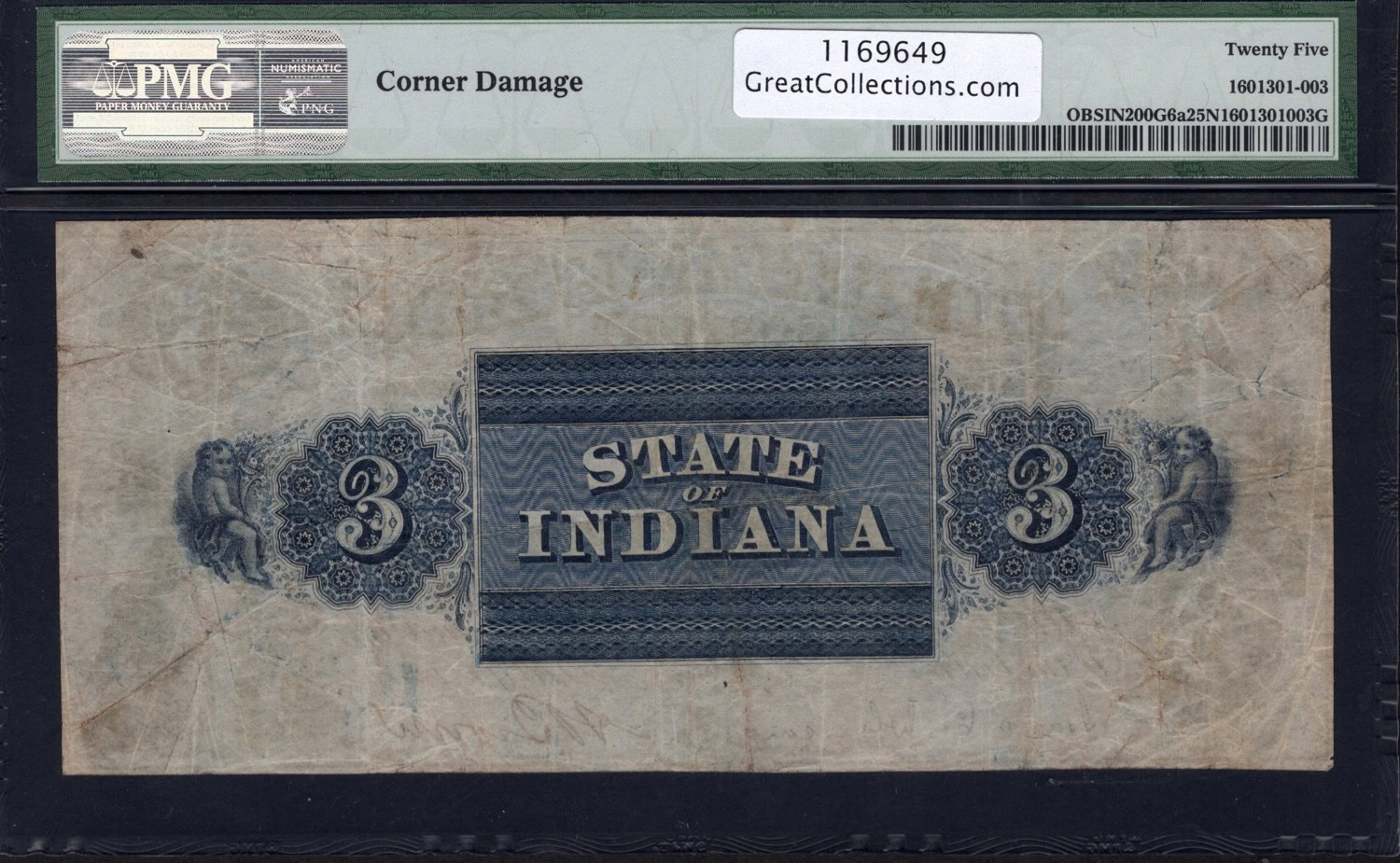 1857 Gosport, Indiana Citizens Bank of Gosport $3 Note PMG Very