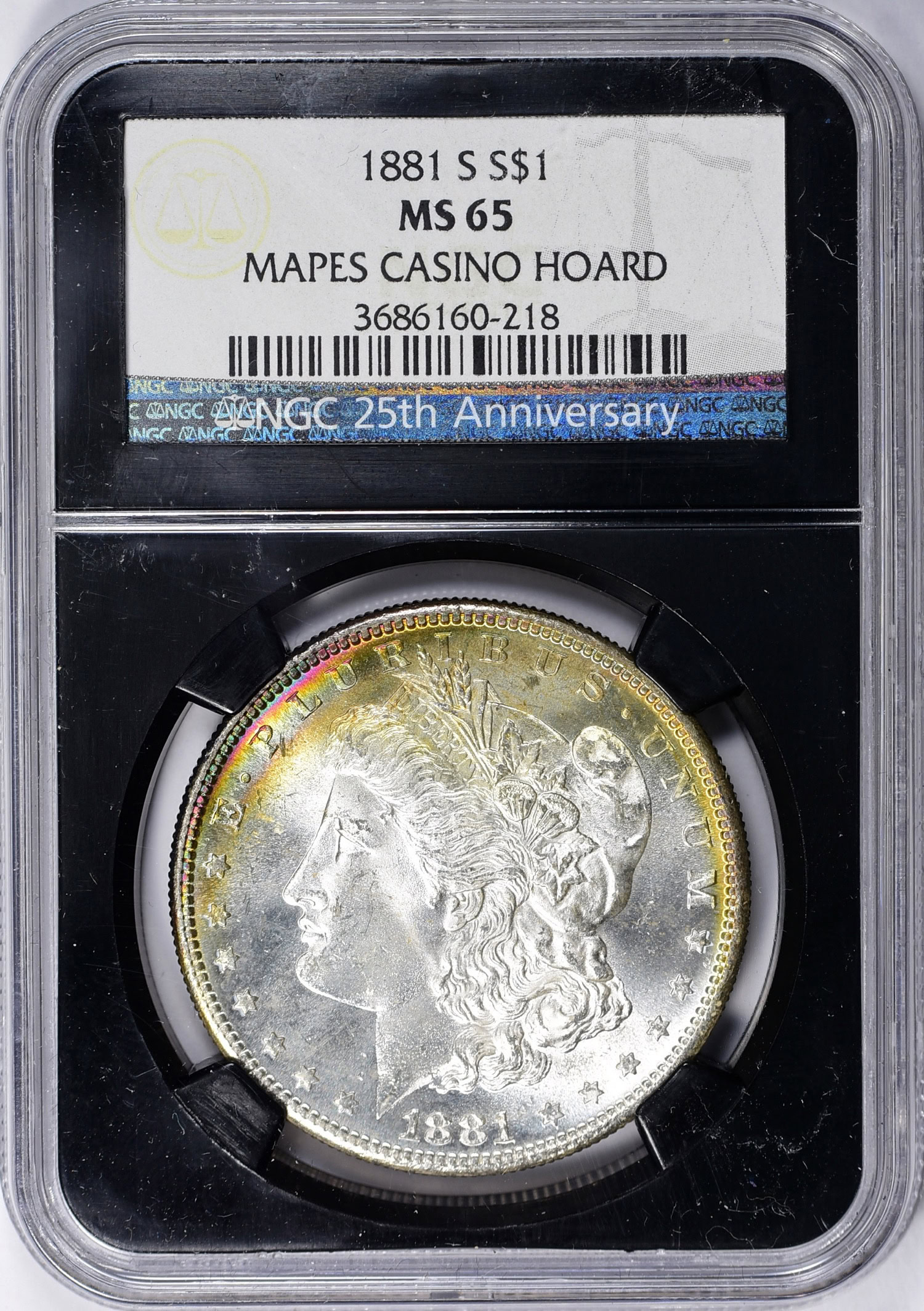 1881-S Morgan Silver Dollar NGC MS-65 (Mapes Casino Hoard) (Black