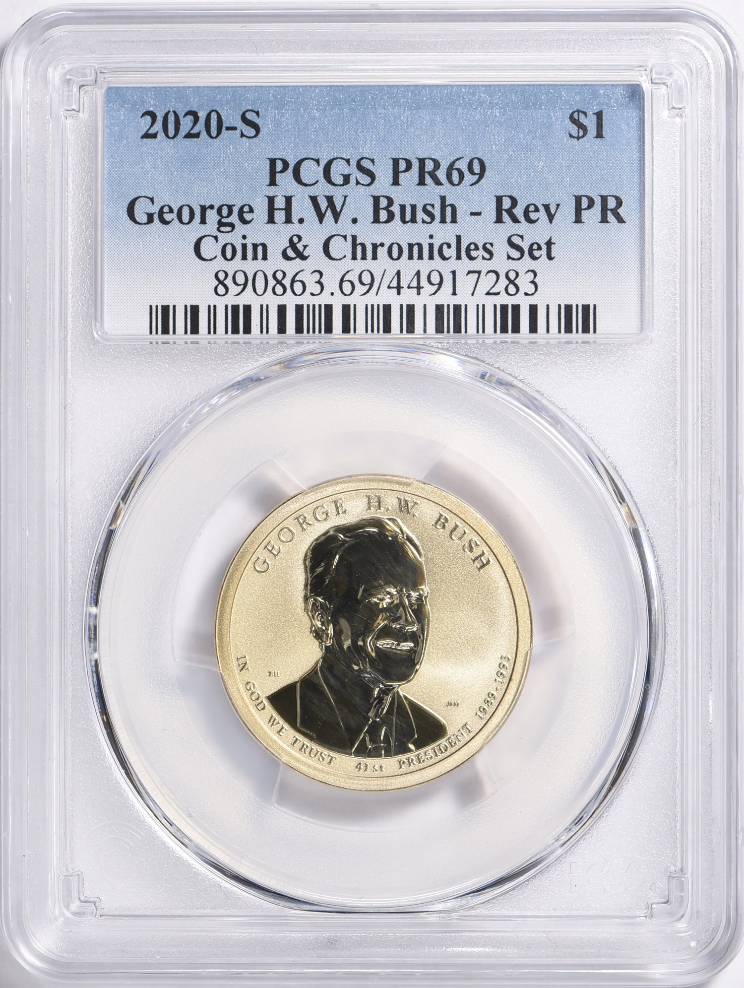 2020-S Presidential Dollar George H.W. Bush Reverse Proof from