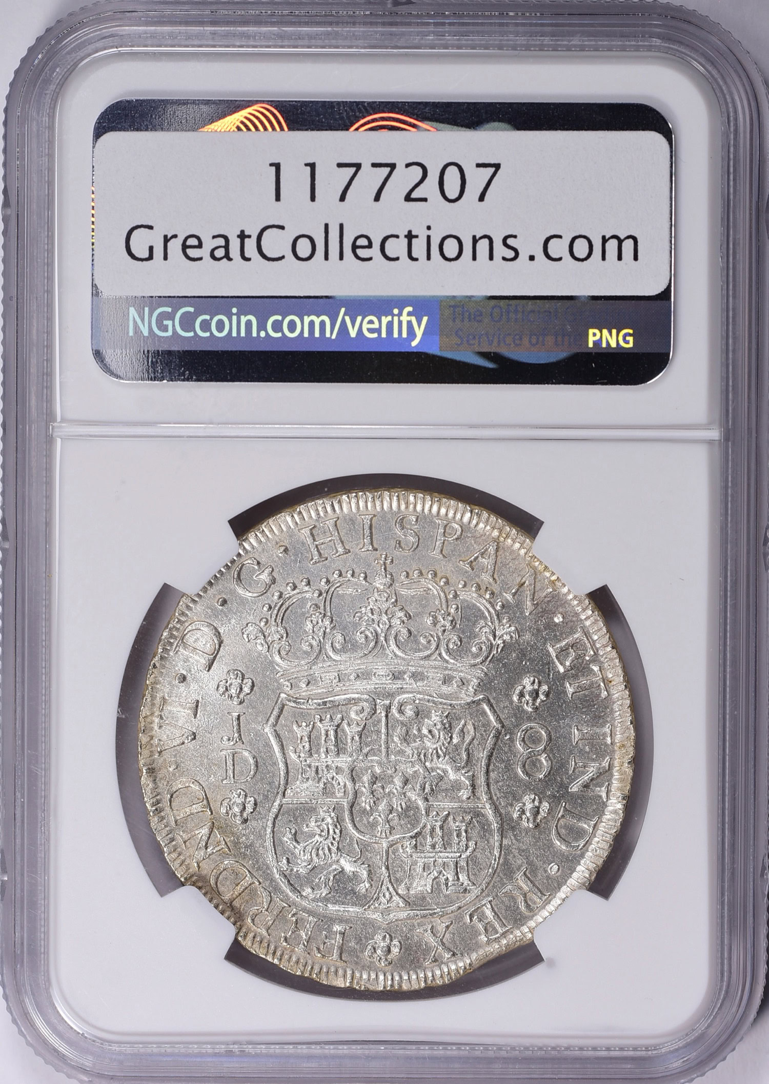 Peru 1755-LM JD Silver 8 Reales KM-55.1 NGC MS-61 | NGC Cert