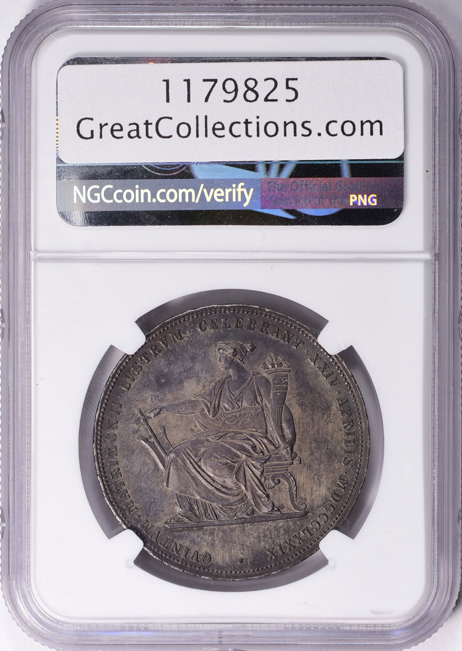 Austria 1879 Silver 2 Florin Wedding Anniversary KM-XM5 NGC MS-62