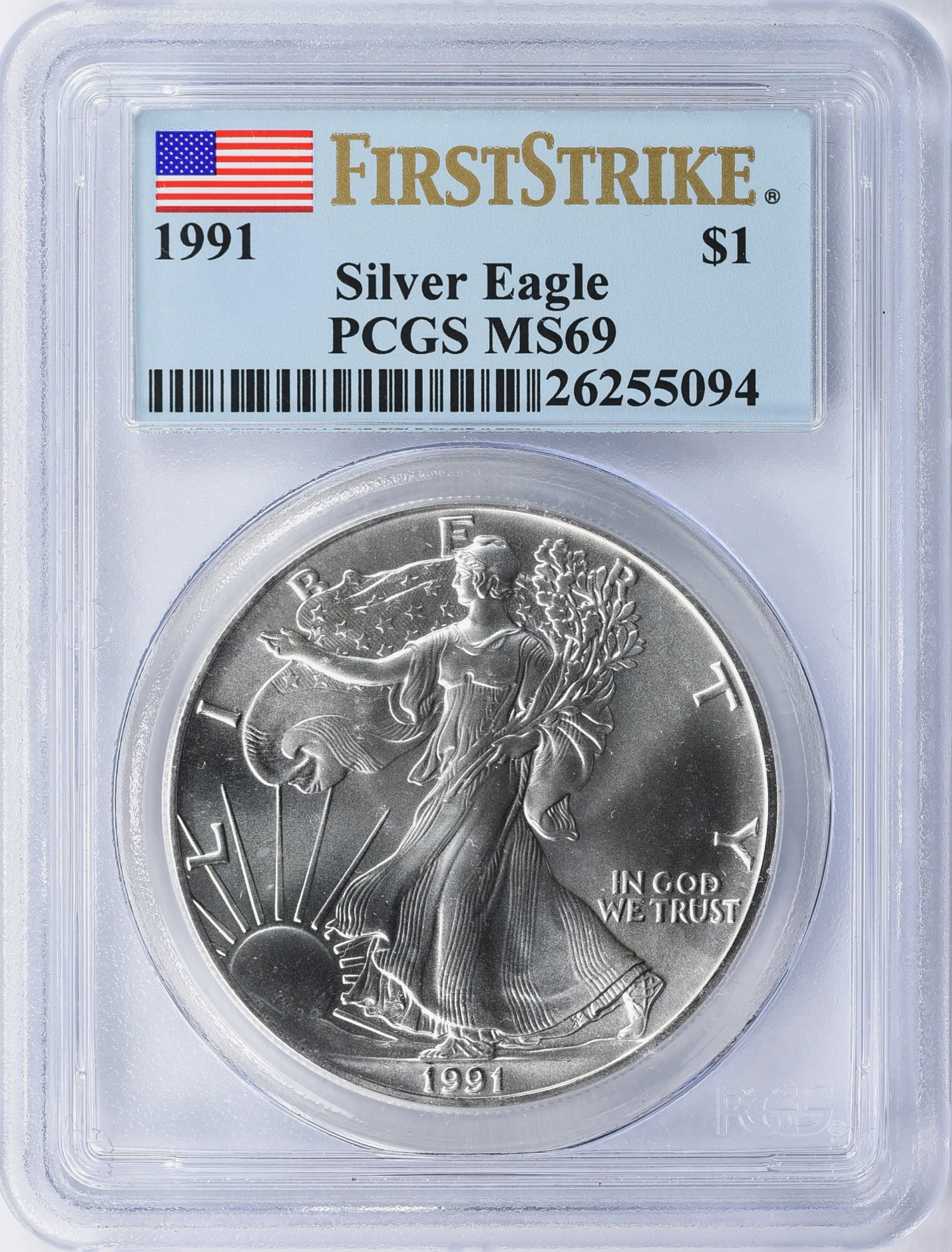 1991 $1 Silver Eagle First Strike PCGS MS-69 (Item 1182409